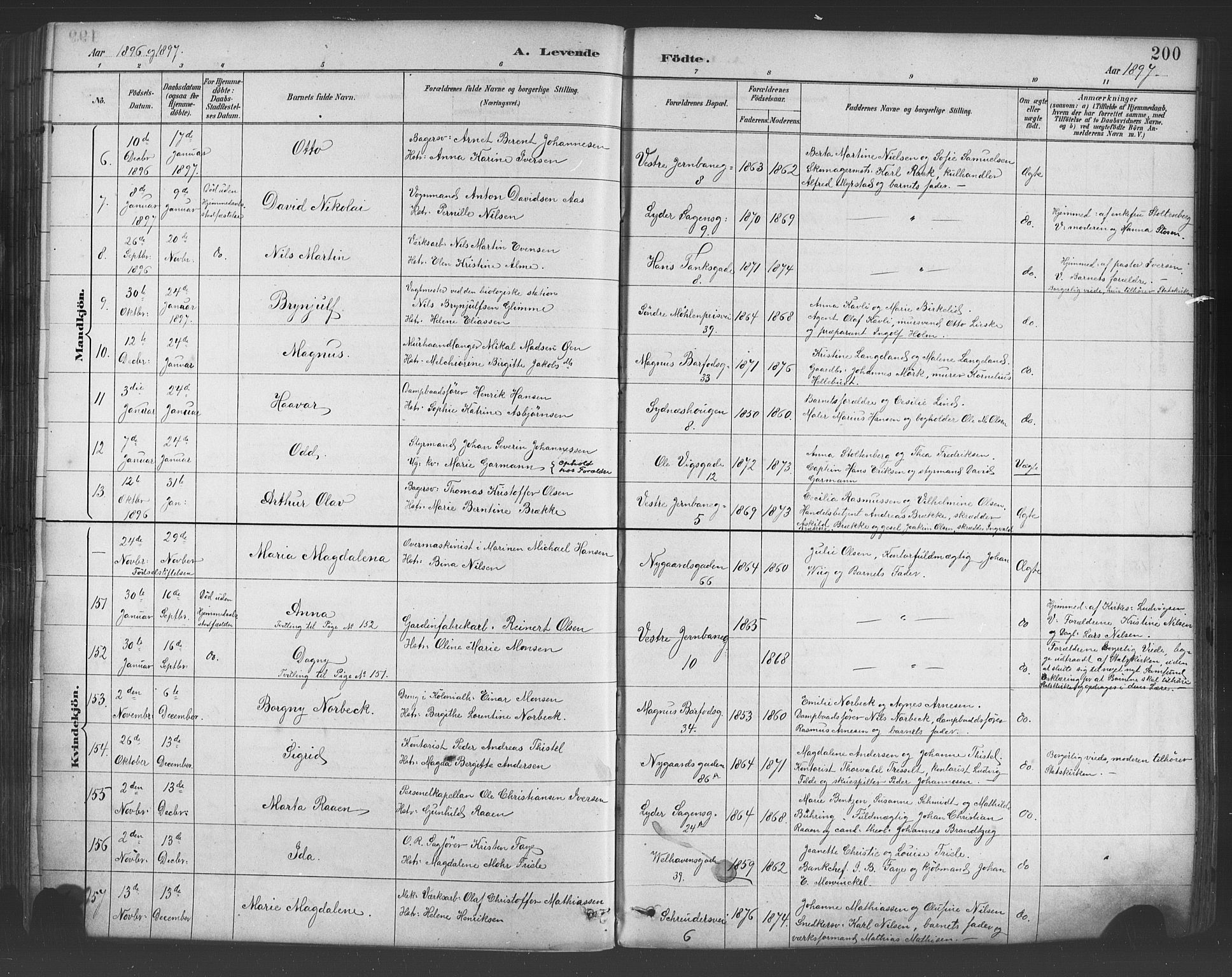 Johanneskirken sokneprestembete, SAB/A-76001/H/Hab: Parish register (copy) no. A 1, 1885-1900, p. 200