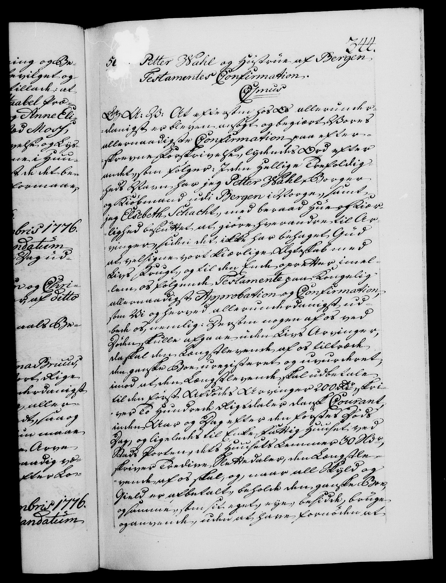 Danske Kanselli 1572-1799, RA/EA-3023/F/Fc/Fca/Fcaa/L0047: Norske registre, 1776-1778, p. 344a