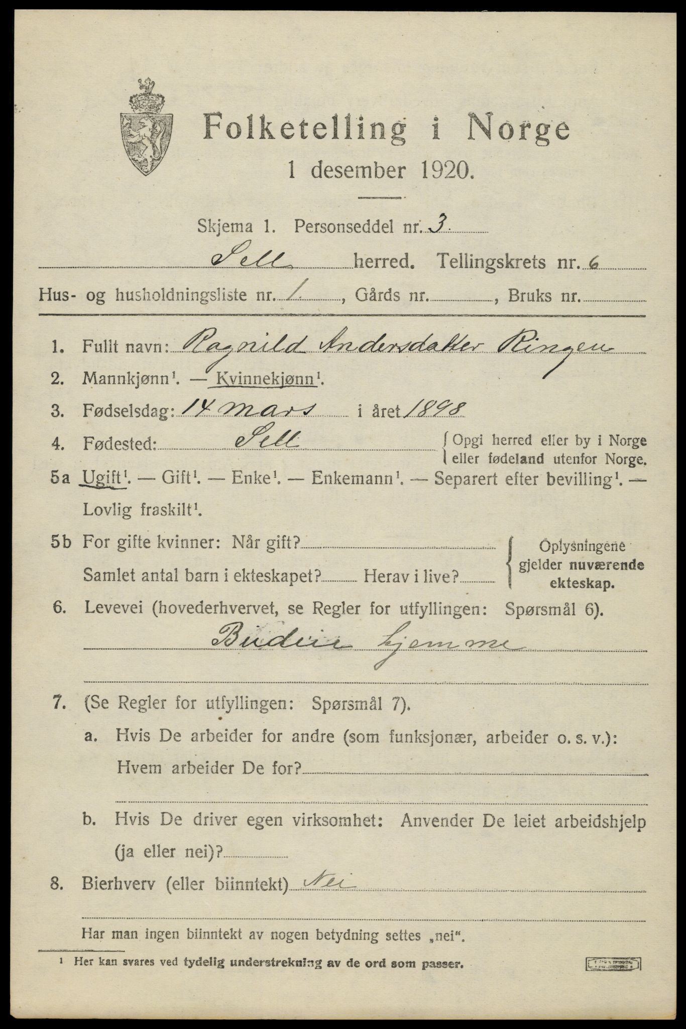 SAH, 1920 census for Sel, 1920, p. 5424