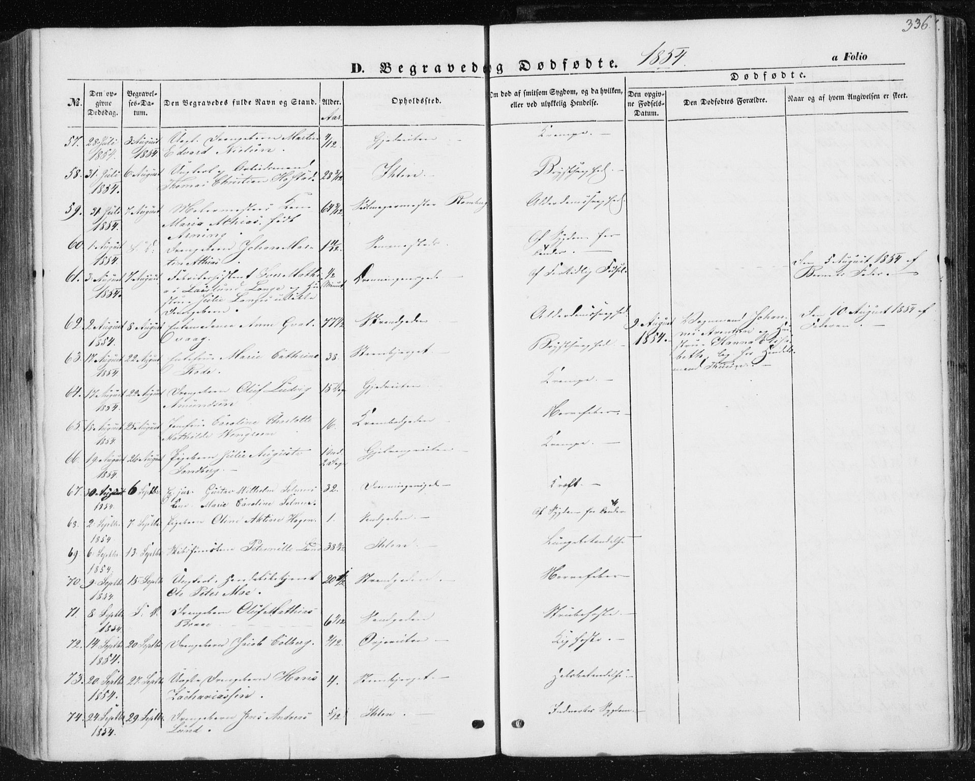 Ministerialprotokoller, klokkerbøker og fødselsregistre - Sør-Trøndelag, SAT/A-1456/602/L0112: Parish register (official) no. 602A10, 1848-1859, p. 336