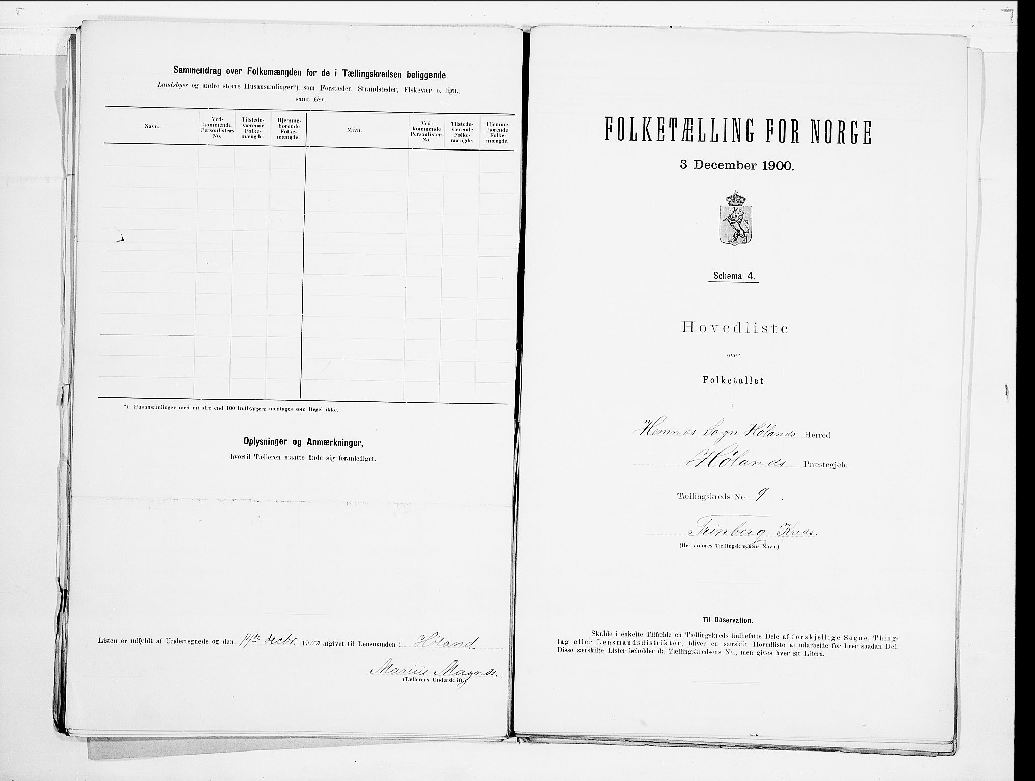 SAO, 1900 census for Høland, 1900, p. 26