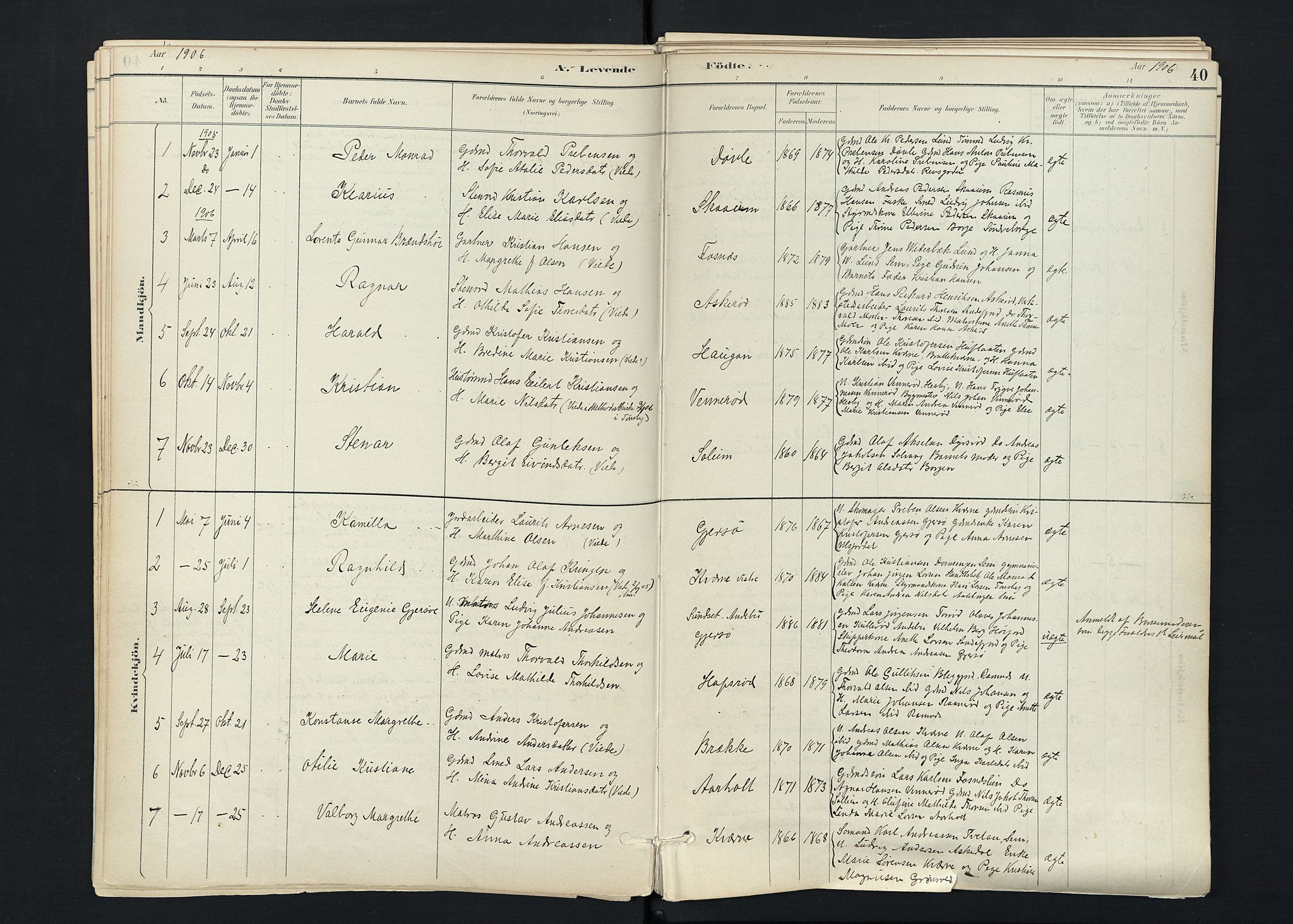 Stokke kirkebøker, SAKO/A-320/F/Fc/L0001: Parish register (official) no. III 1, 1884-1910, p. 40