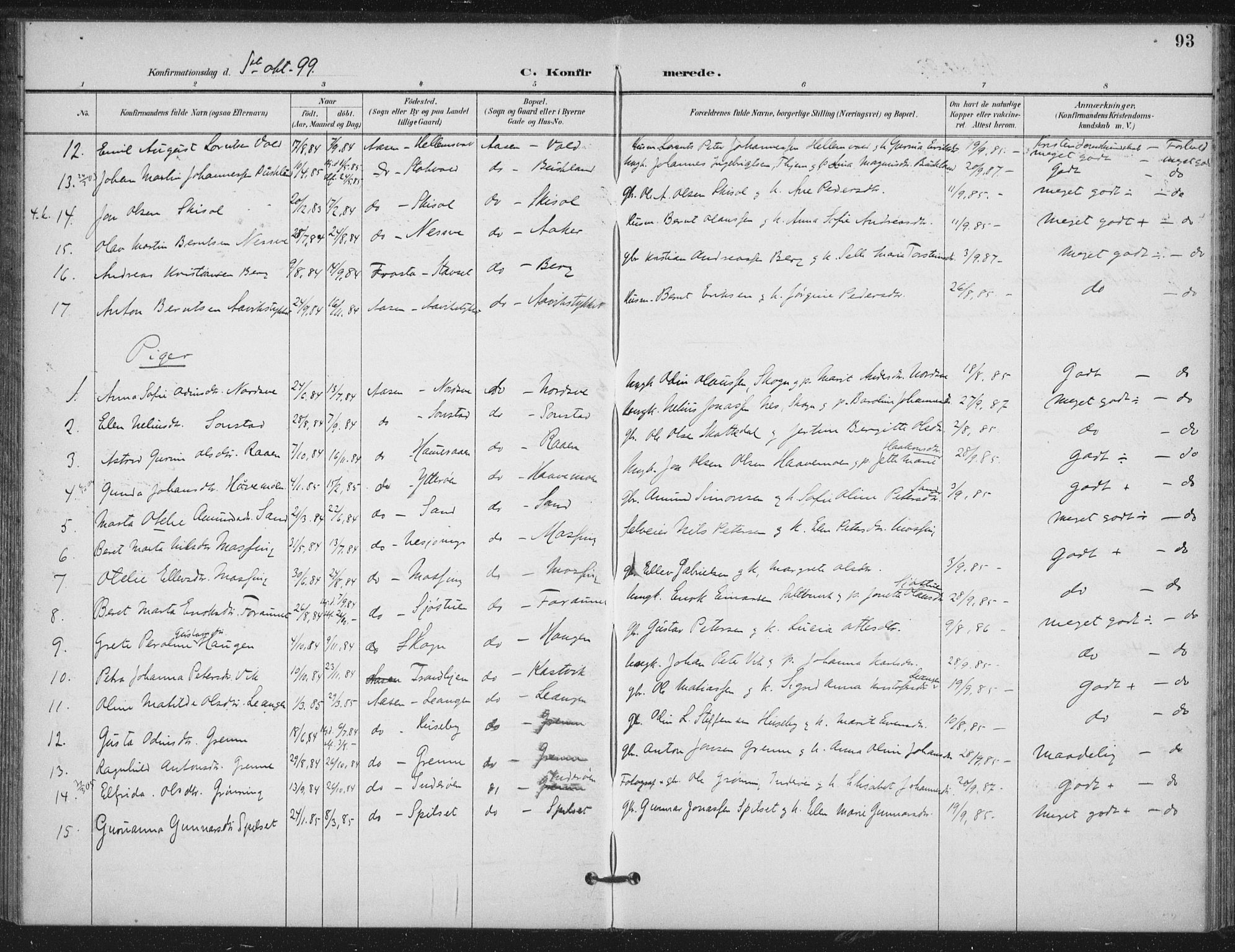 Ministerialprotokoller, klokkerbøker og fødselsregistre - Nord-Trøndelag, SAT/A-1458/714/L0131: Parish register (official) no. 714A02, 1896-1918, p. 93