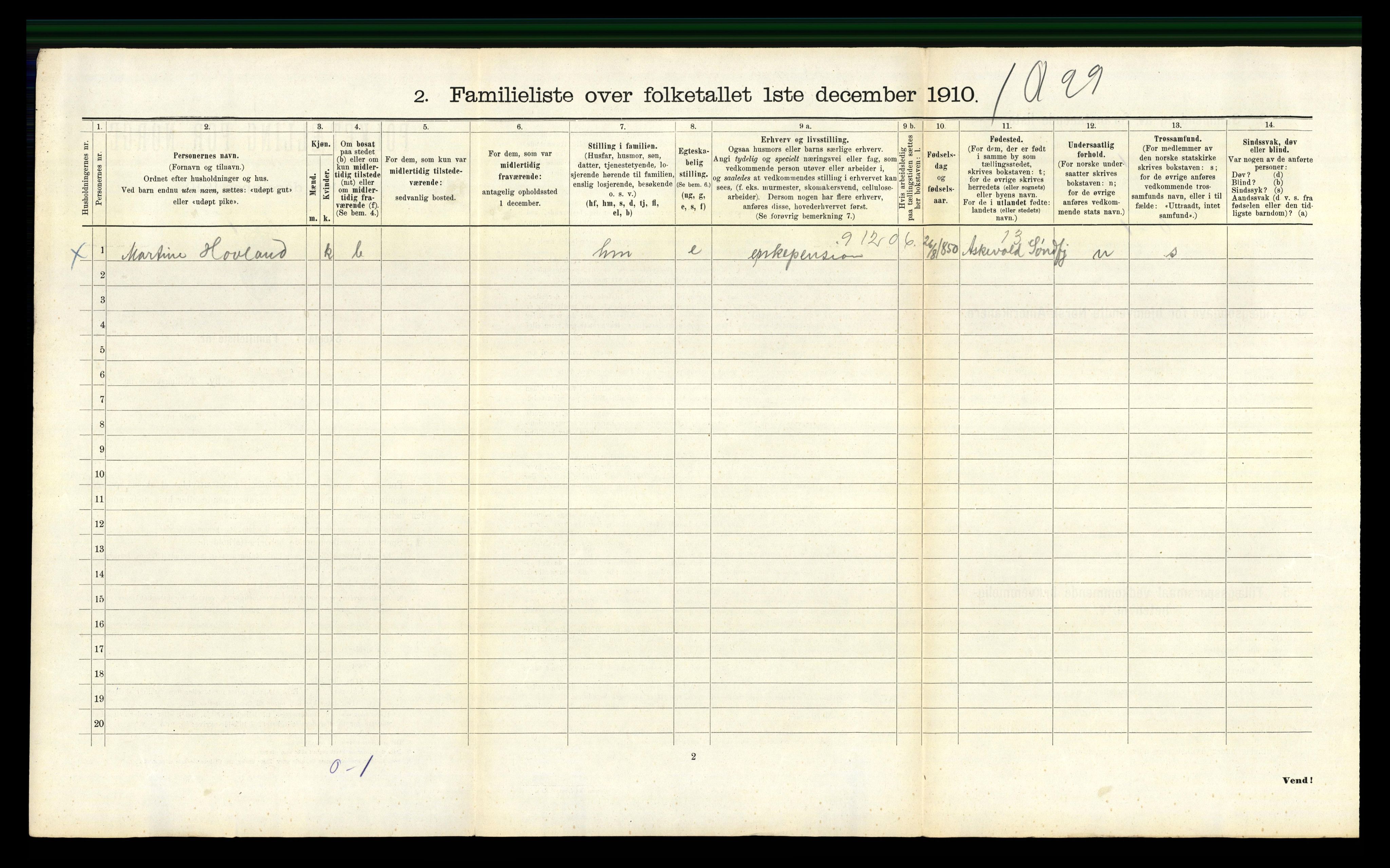 RA, 1910 census for Bergen, 1910, p. 1562