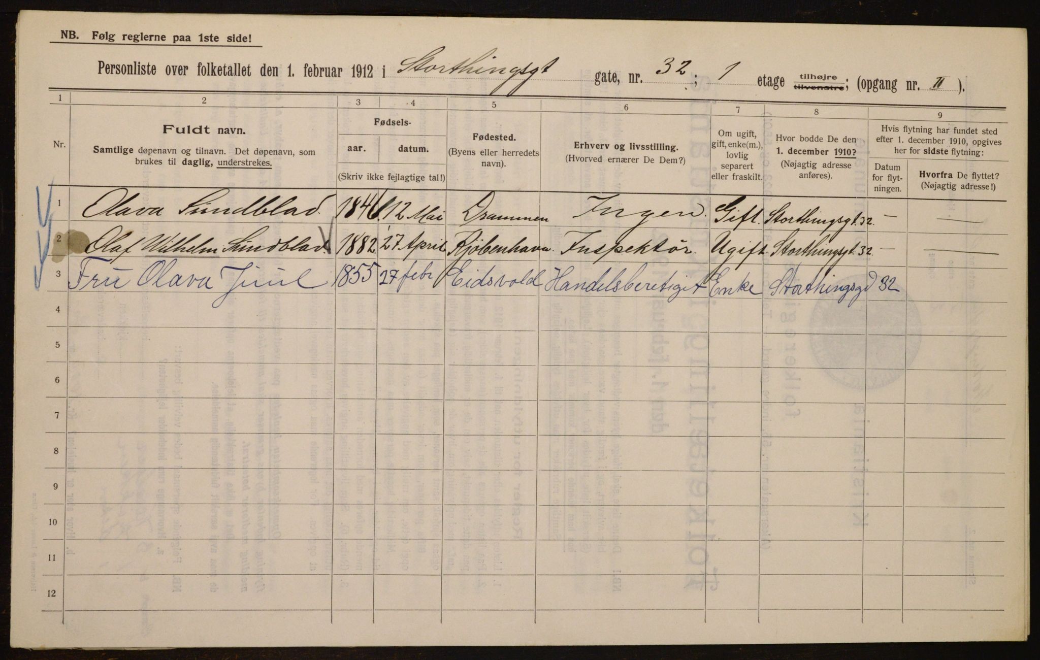 OBA, Municipal Census 1912 for Kristiania, 1912, p. 103664