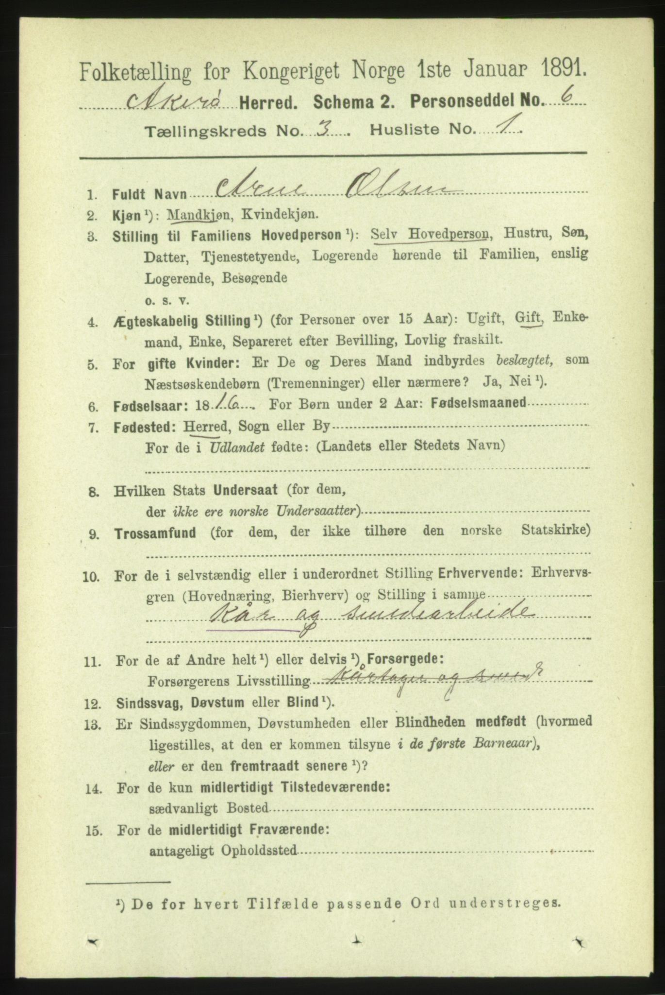 RA, 1891 census for 1545 Aukra, 1891, p. 1309