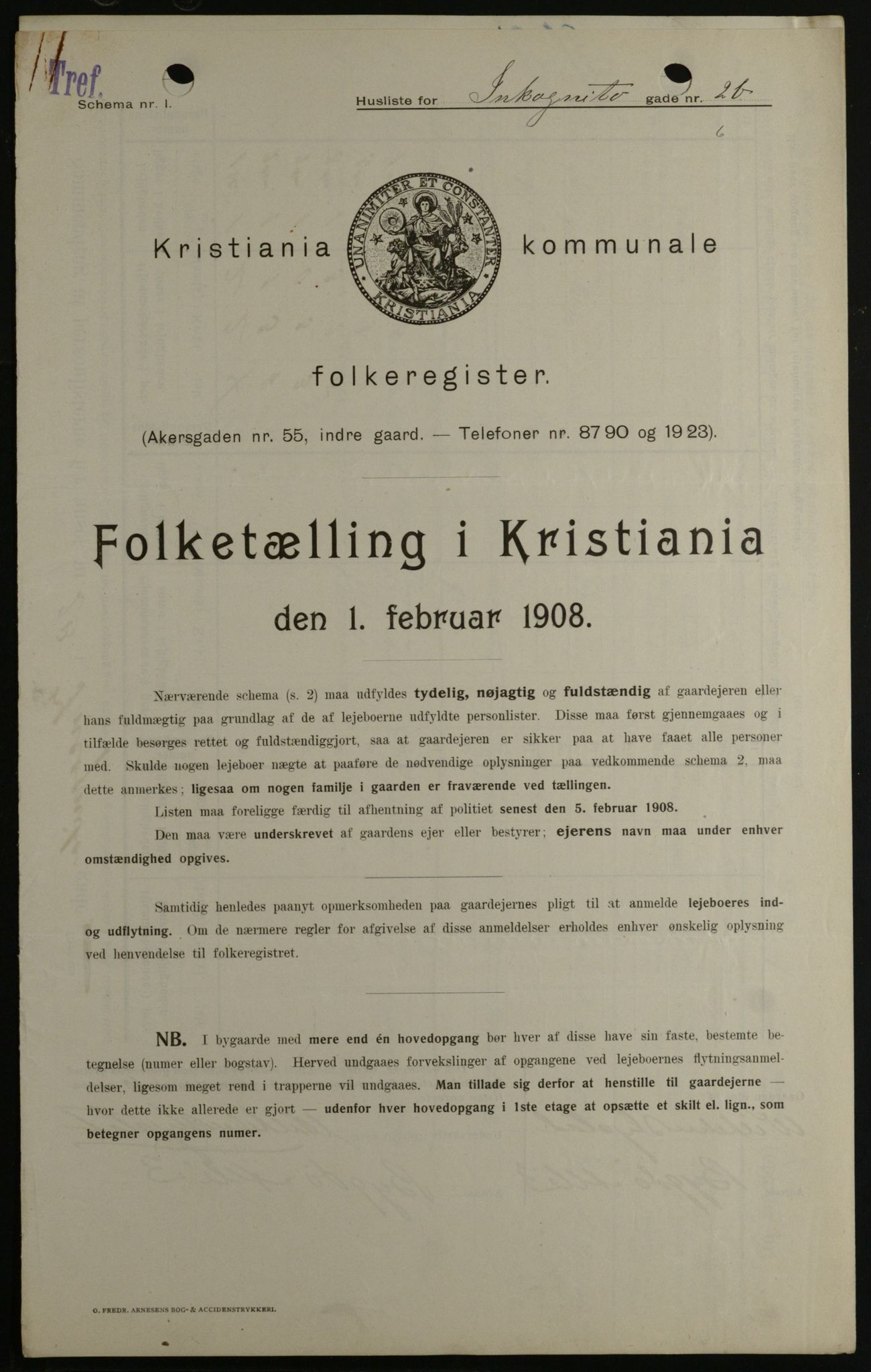 OBA, Municipal Census 1908 for Kristiania, 1908, p. 39509