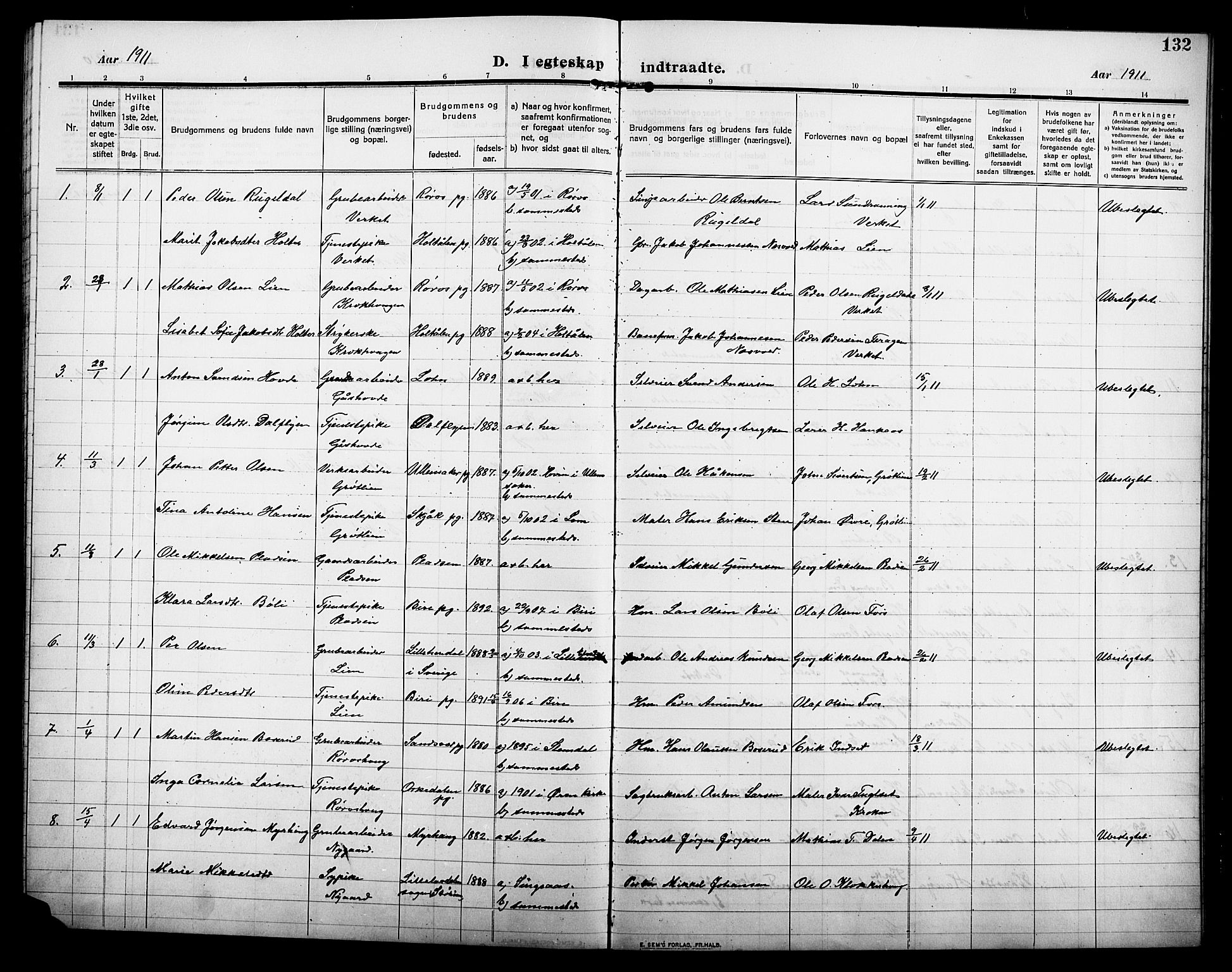 Alvdal prestekontor, AV/SAH-PREST-060/H/Ha/Hab/L0006: Parish register (copy) no. 6, 1910-1924, p. 132