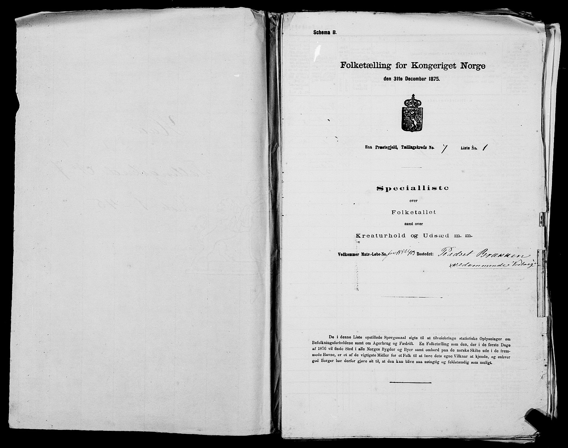 SAST, 1875 census for 1119P Hå, 1875, p. 723