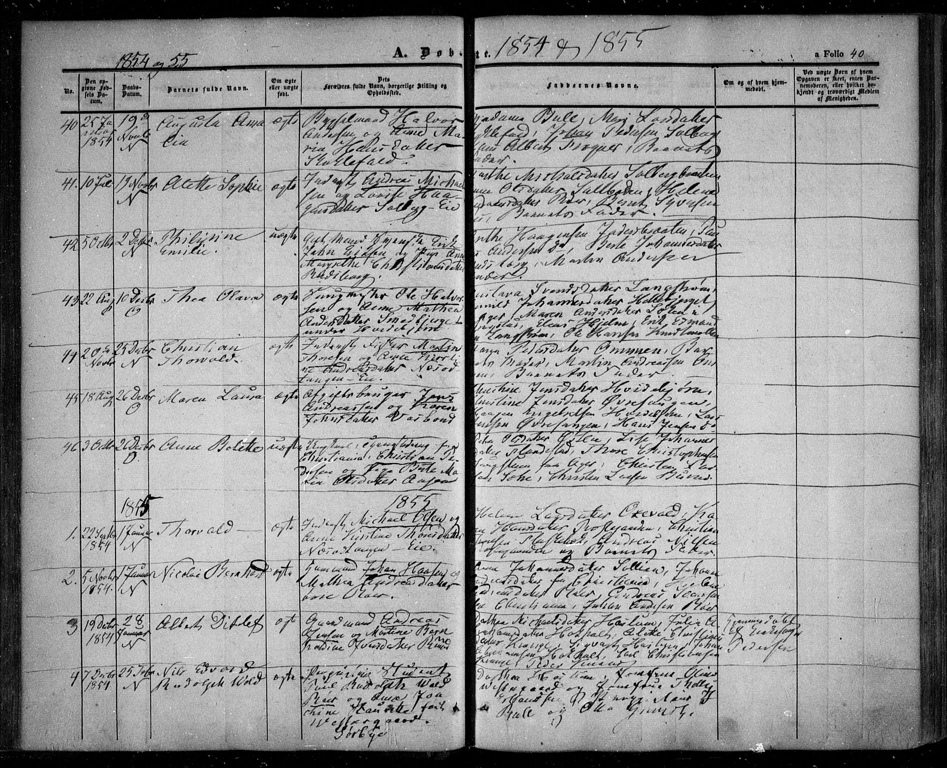 Nesodden prestekontor Kirkebøker, SAO/A-10013/F/Fa/L0007: Parish register (official) no. I 7, 1848-1868, p. 40