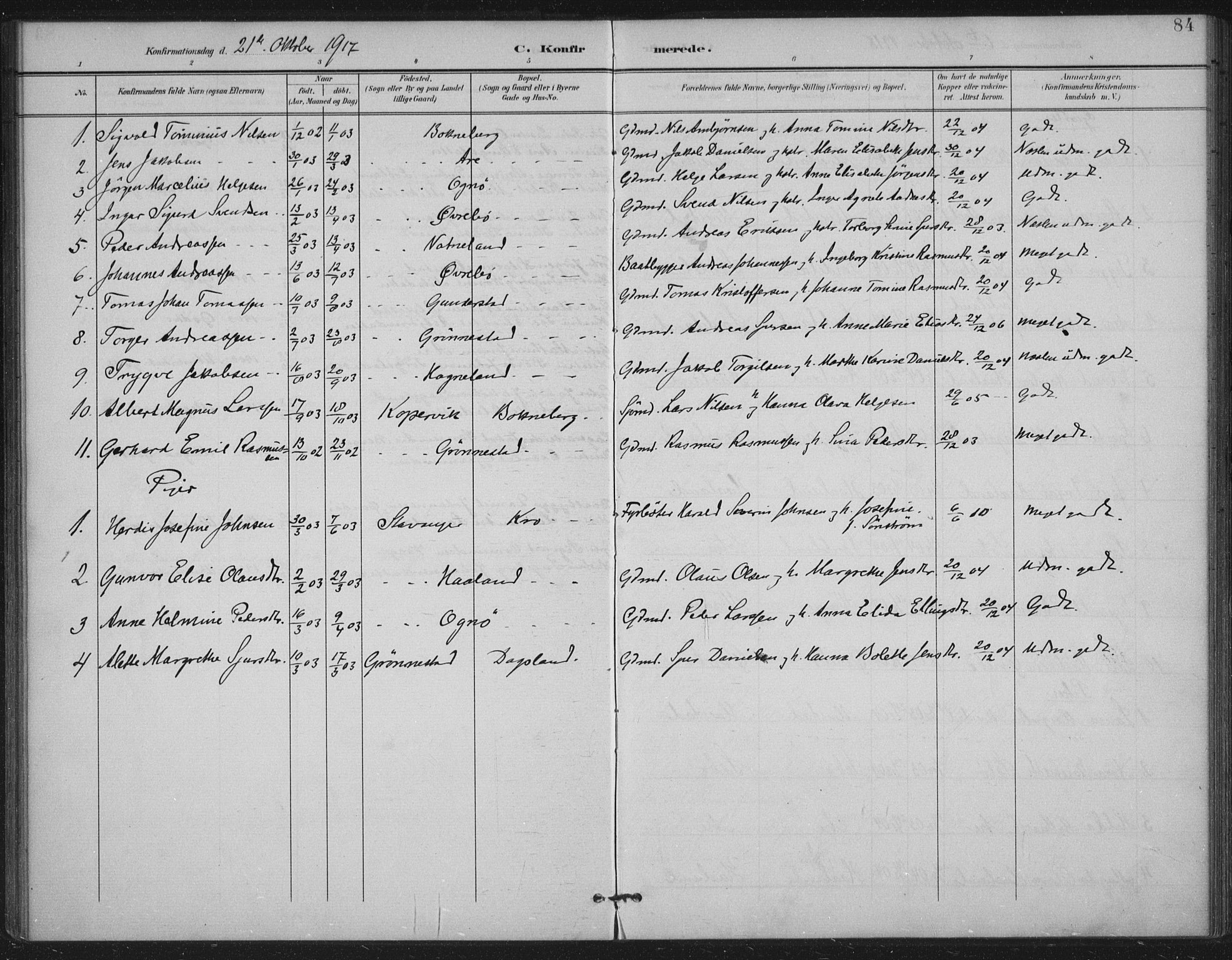 Tysvær sokneprestkontor, AV/SAST-A -101864/H/Ha/Haa/L0009: Parish register (official) no. A 9, 1898-1925, p. 84