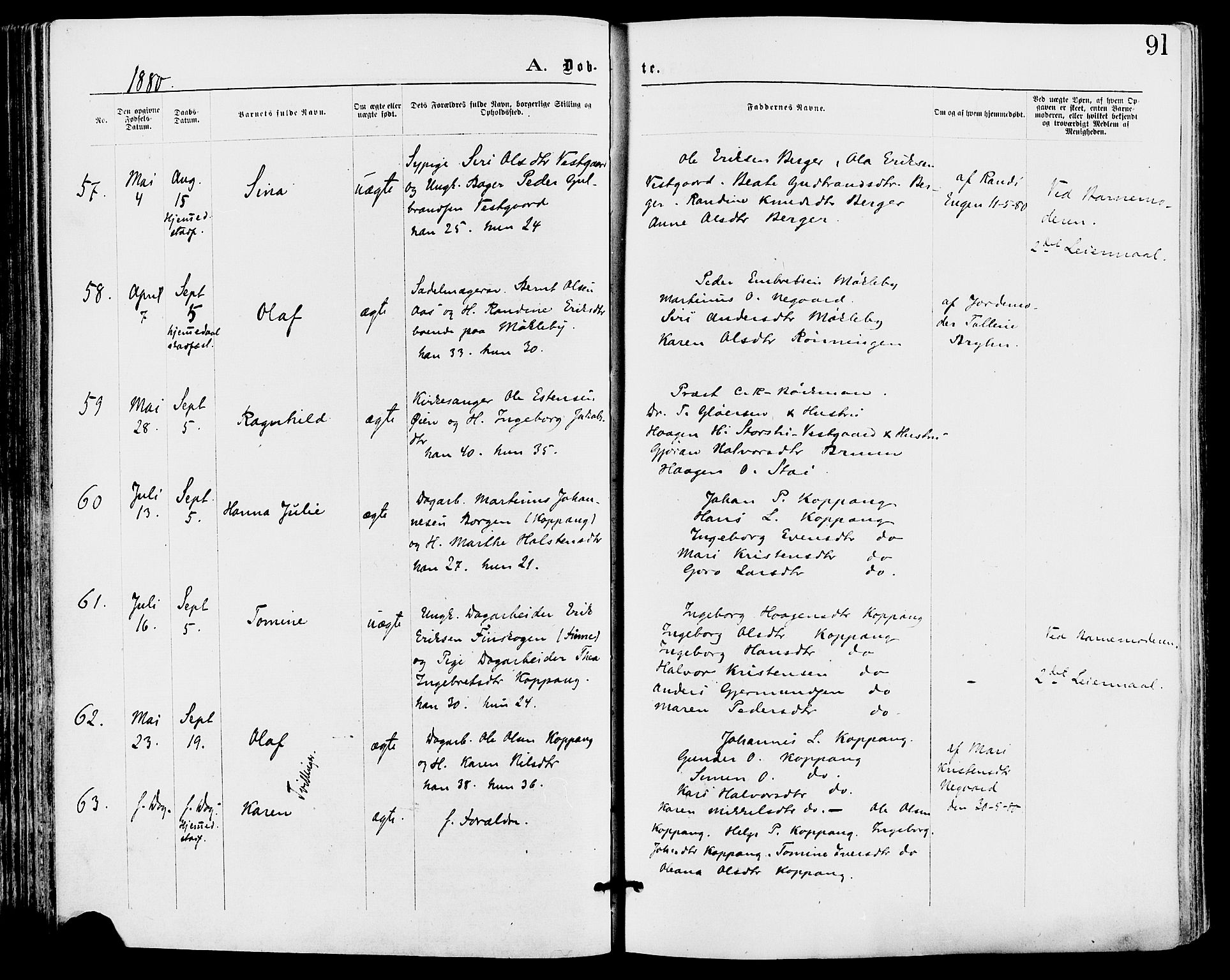 Stor-Elvdal prestekontor, AV/SAH-PREST-052/H/Ha/Haa/L0001: Parish register (official) no. 1, 1871-1882, p. 91