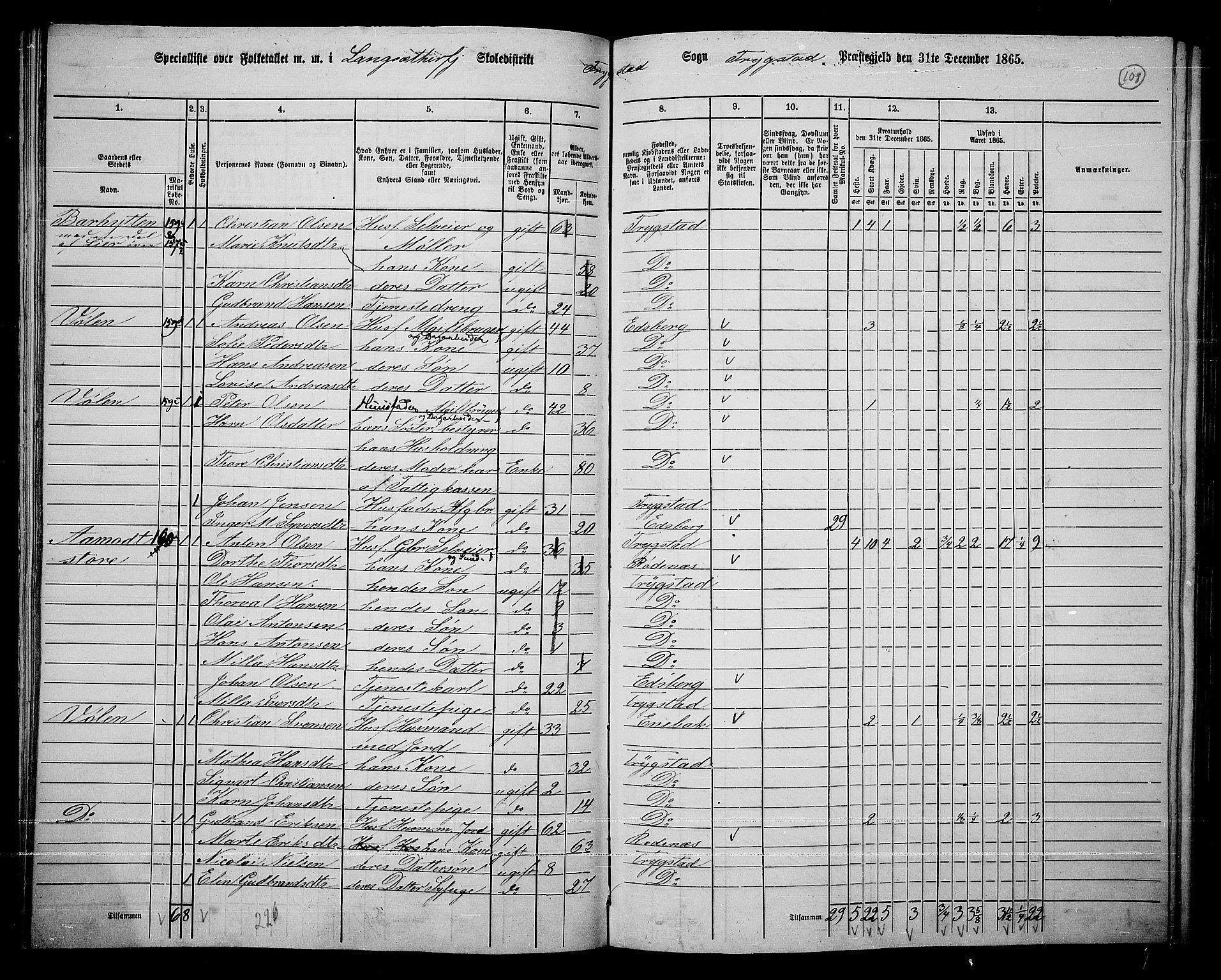 RA, 1865 census for Trøgstad, 1865, p. 92