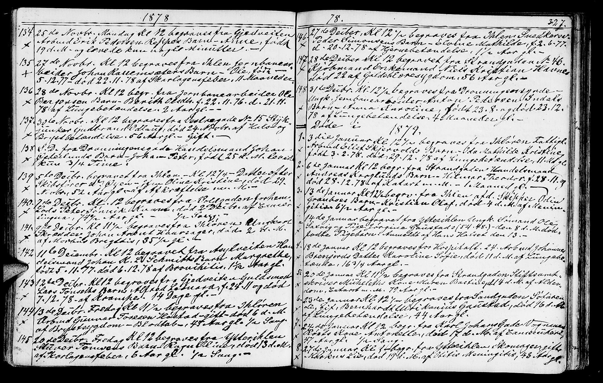 Ministerialprotokoller, klokkerbøker og fødselsregistre - Sør-Trøndelag, SAT/A-1456/602/L0142: Parish register (copy) no. 602C10, 1872-1894, p. 327