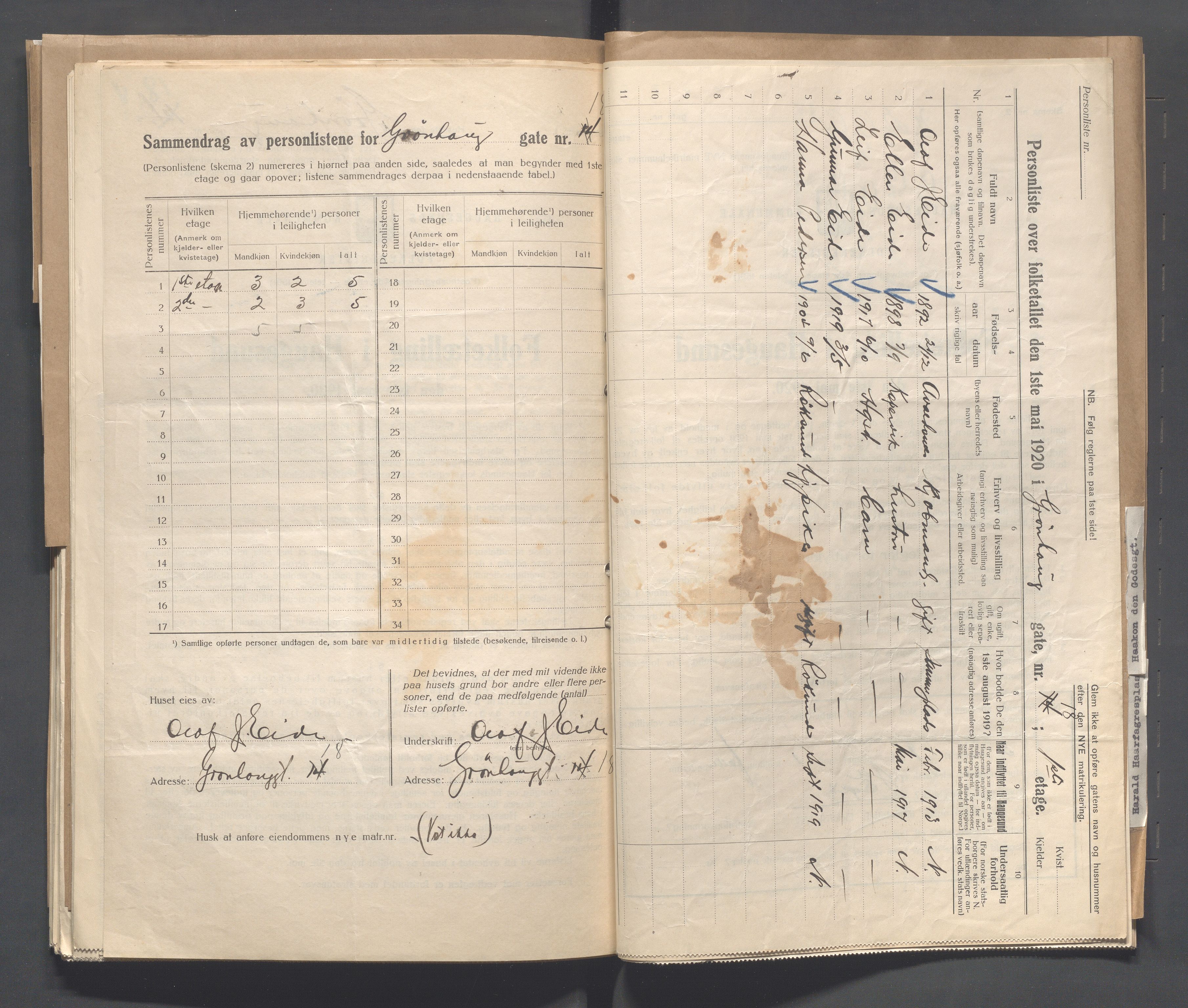 IKAR, Local census 1.5.1920 for Haugesund, 1920, p. 1113