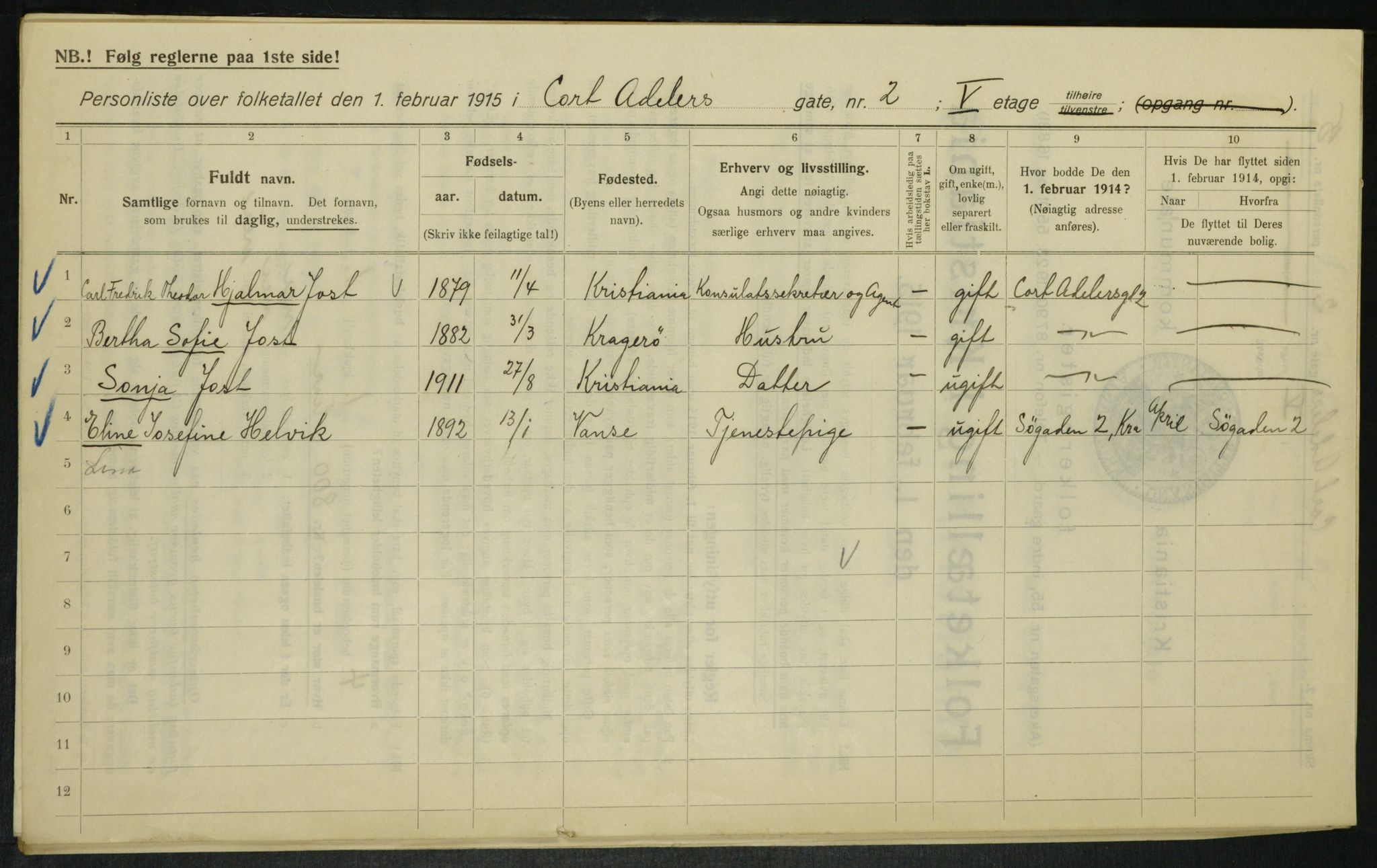 OBA, Municipal Census 1915 for Kristiania, 1915, p. 13613