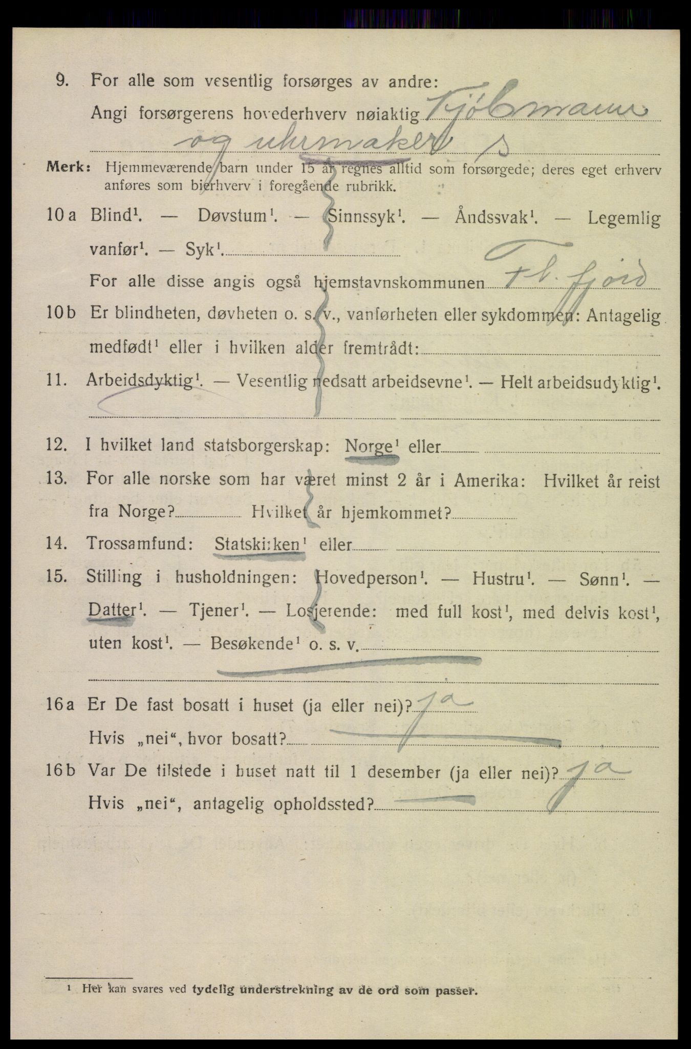 SAK, 1920 census for Flekkefjord, 1920, p. 3833