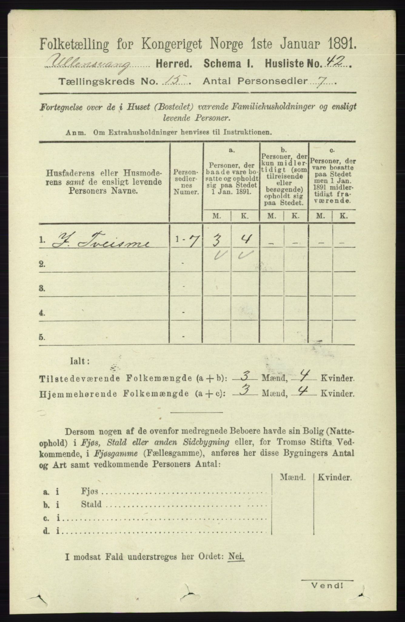 RA, 1891 census for 1230 Ullensvang, 1891, p. 5895