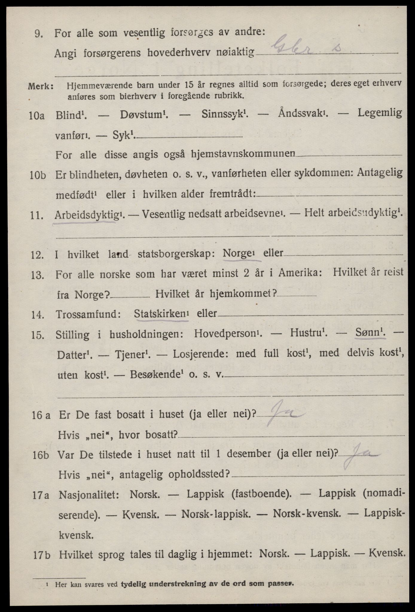 SAT, 1920 census for Ørland, 1920, p. 4942