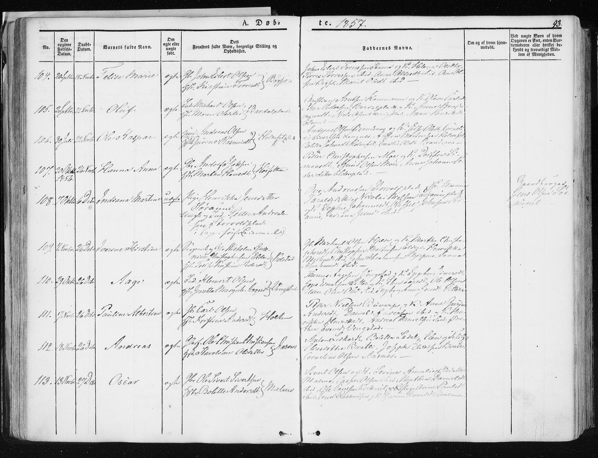 Ministerialprotokoller, klokkerbøker og fødselsregistre - Nord-Trøndelag, SAT/A-1458/741/L0393: Parish register (official) no. 741A07, 1849-1863, p. 93