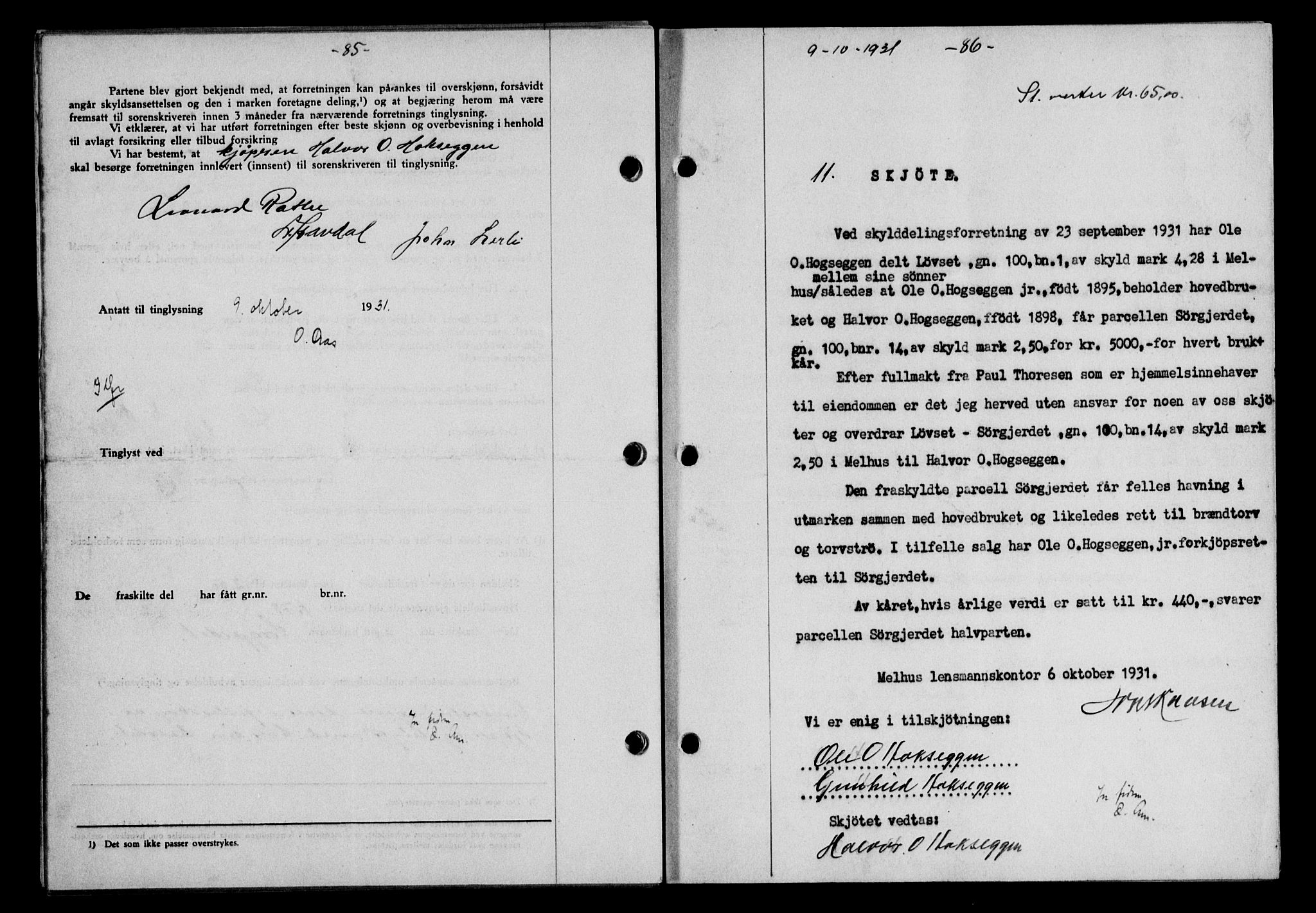 Gauldal sorenskriveri, SAT/A-0014/1/2/2C/L0041: Mortgage book no. 42-43, 1930-1931, Deed date: 09.10.1937