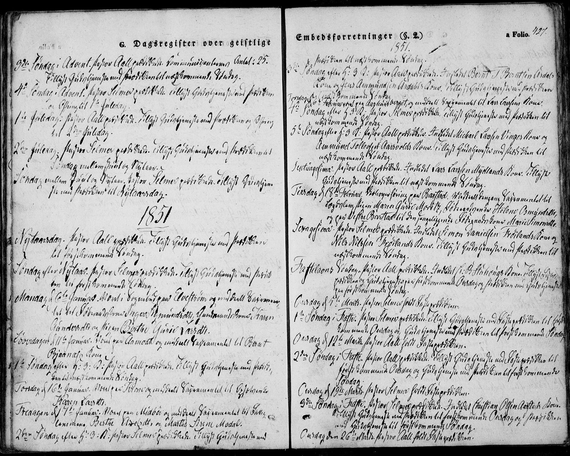 Sokndal sokneprestkontor, SAST/A-101808: Parish register (official) no. A 8.2, 1842-1857, p. 427