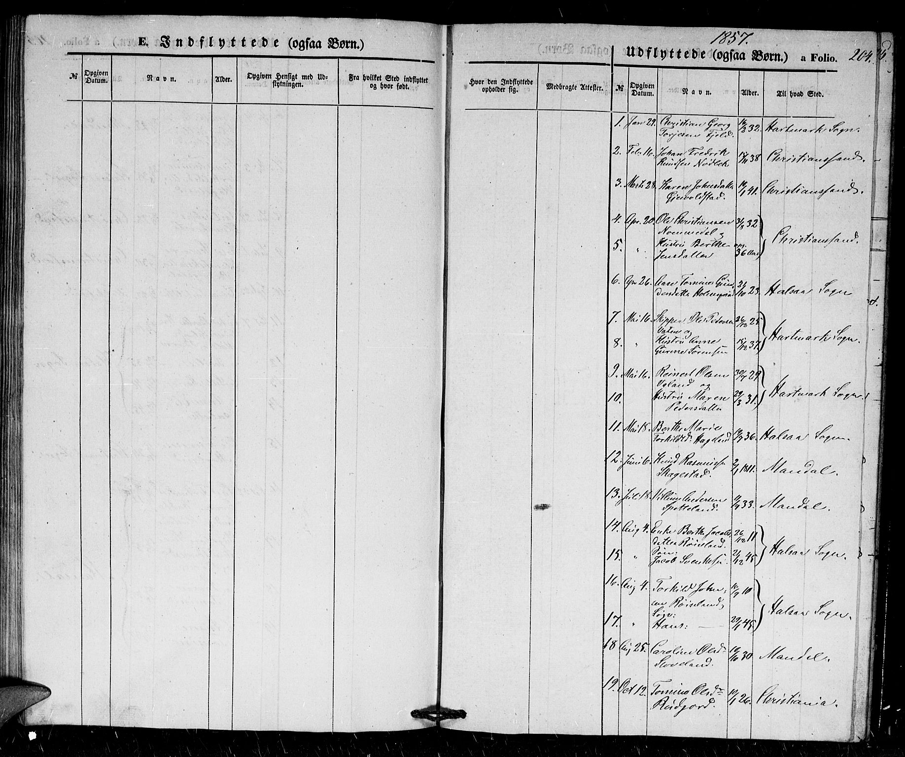 Holum sokneprestkontor, AV/SAK-1111-0022/F/Fb/Fba/L0003: Parish register (copy) no. B 3, 1850-1866, p. 204