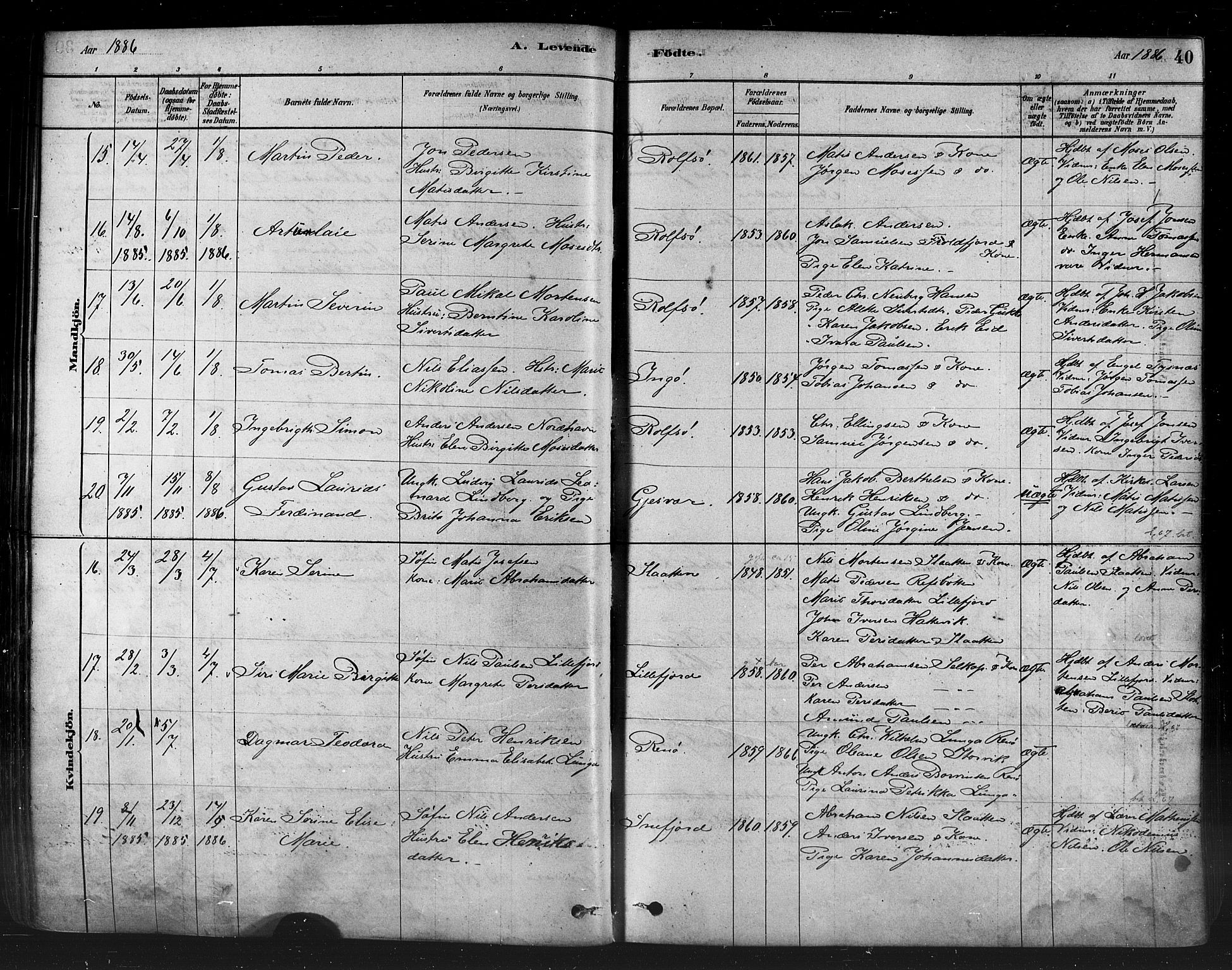 Måsøy sokneprestkontor, AV/SATØ-S-1348/H/Ha/L0004kirke: Parish register (official) no. 4, 1878-1891, p. 40