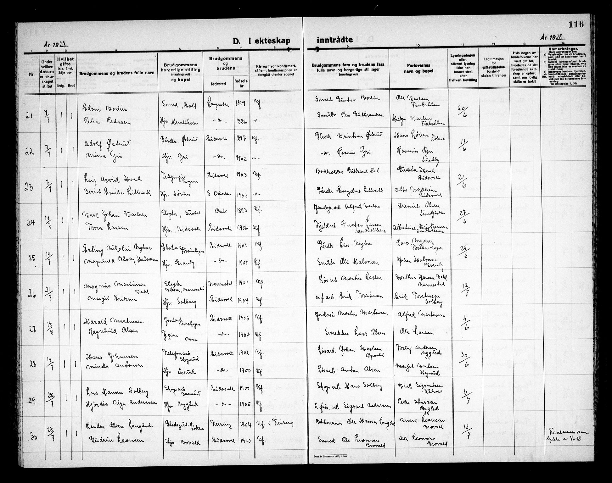 Eidsvoll prestekontor Kirkebøker, AV/SAO-A-10888/G/Ga/L0011: Parish register (copy) no. I 11, 1926-1936, p. 116