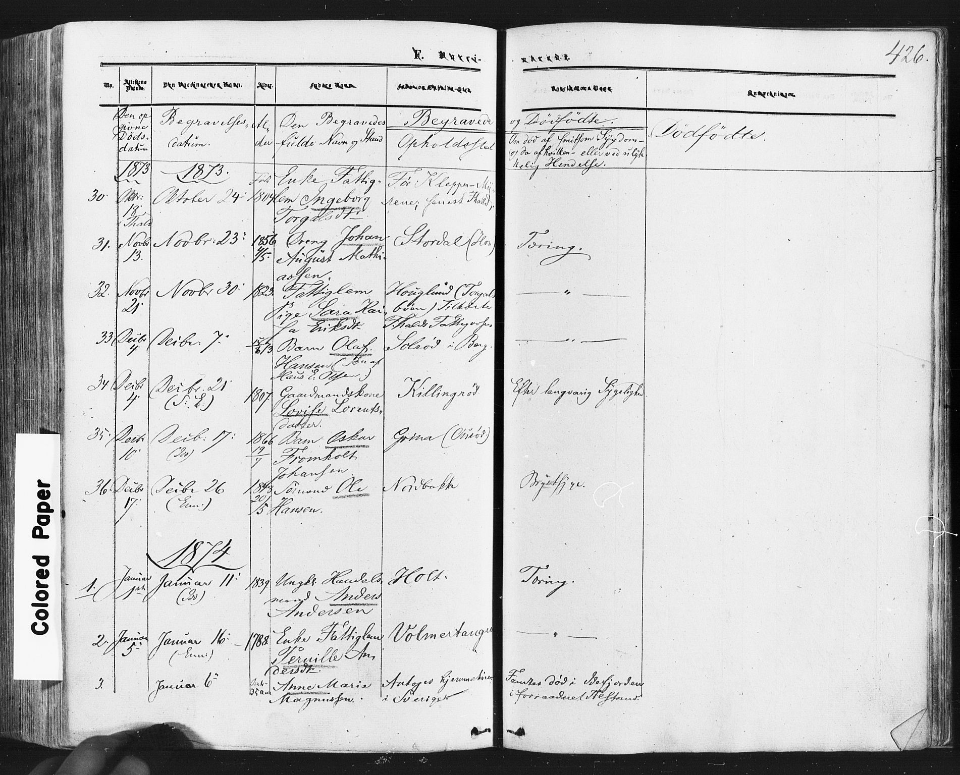 Idd prestekontor Kirkebøker, SAO/A-10911/F/Fc/L0005: Parish register (official) no. III 5, 1861-1877, p. 426