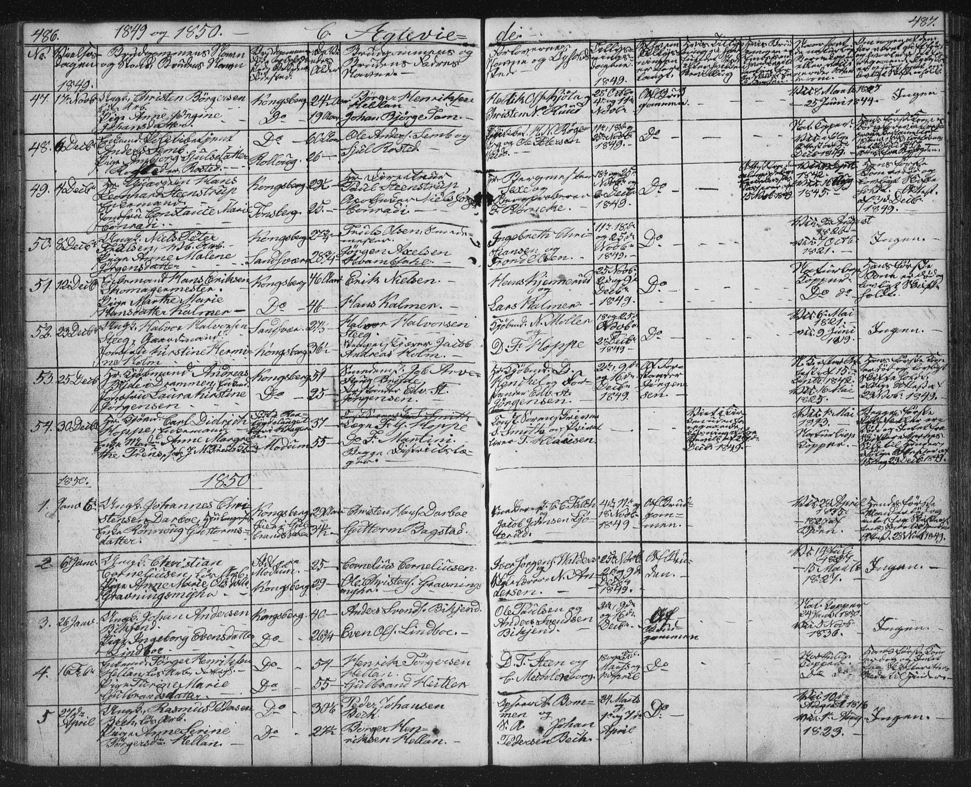 Kongsberg kirkebøker, AV/SAKO-A-22/G/Ga/L0002: Parish register (copy) no. 2, 1839-1858, p. 486-487