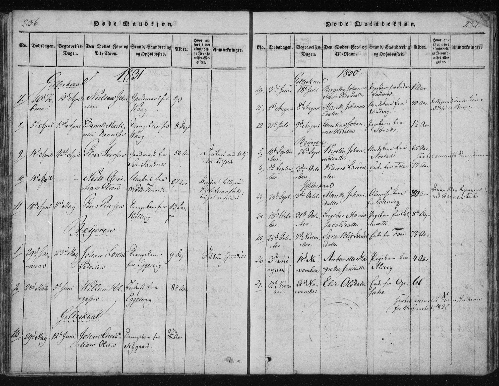 Ministerialprotokoller, klokkerbøker og fødselsregistre - Nordland, SAT/A-1459/805/L0096: Parish register (official) no. 805A03, 1820-1837, p. 236-237