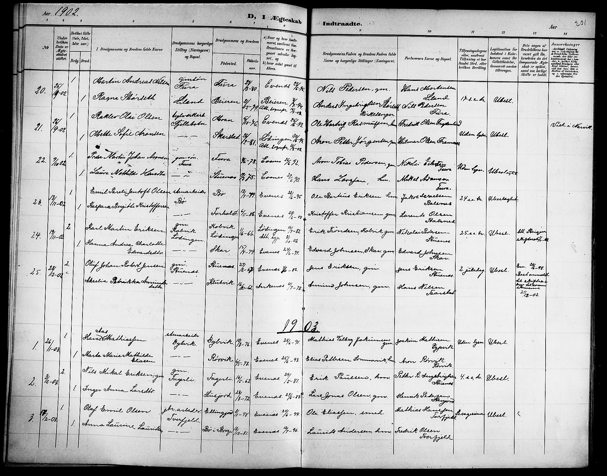 Ministerialprotokoller, klokkerbøker og fødselsregistre - Nordland, AV/SAT-A-1459/863/L0915: Parish register (copy) no. 863C05, 1898-1907, p. 201