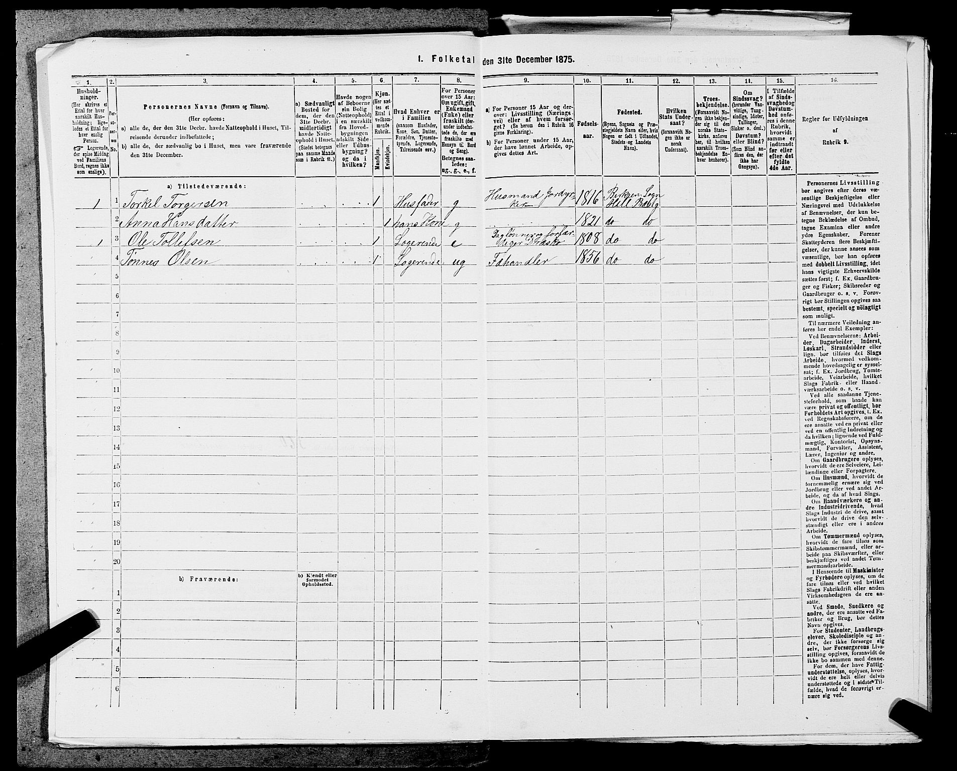 SAST, 1875 census for 1115P Helleland, 1875, p. 943