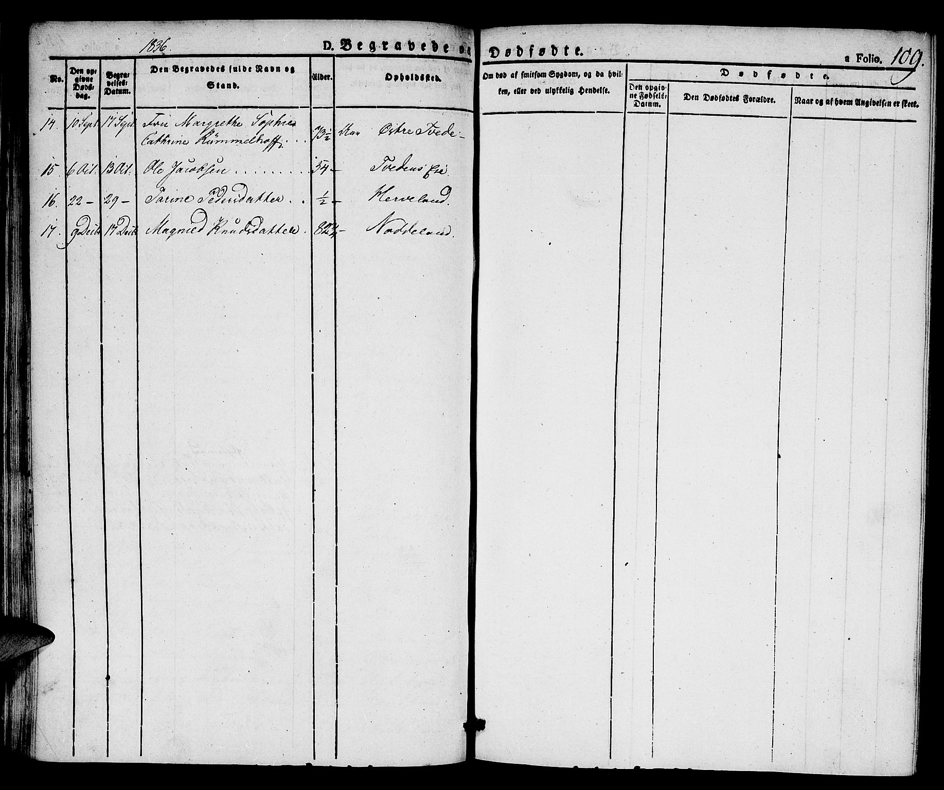 Austre Moland sokneprestkontor, AV/SAK-1111-0001/F/Fa/Faa/L0005: Parish register (official) no. A 5, 1825-1837, p. 109