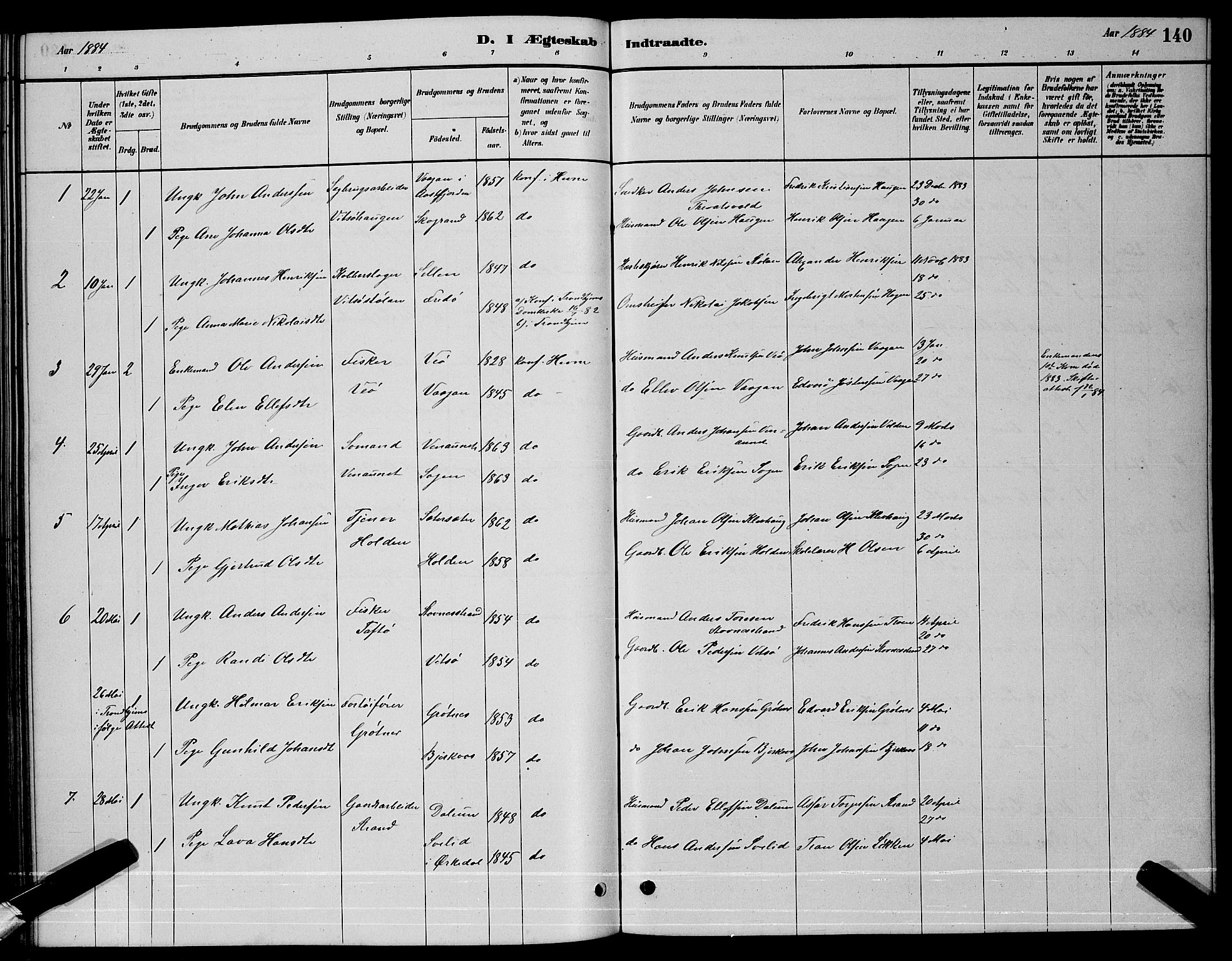 Ministerialprotokoller, klokkerbøker og fødselsregistre - Sør-Trøndelag, AV/SAT-A-1456/630/L0504: Parish register (copy) no. 630C02, 1879-1898, p. 140