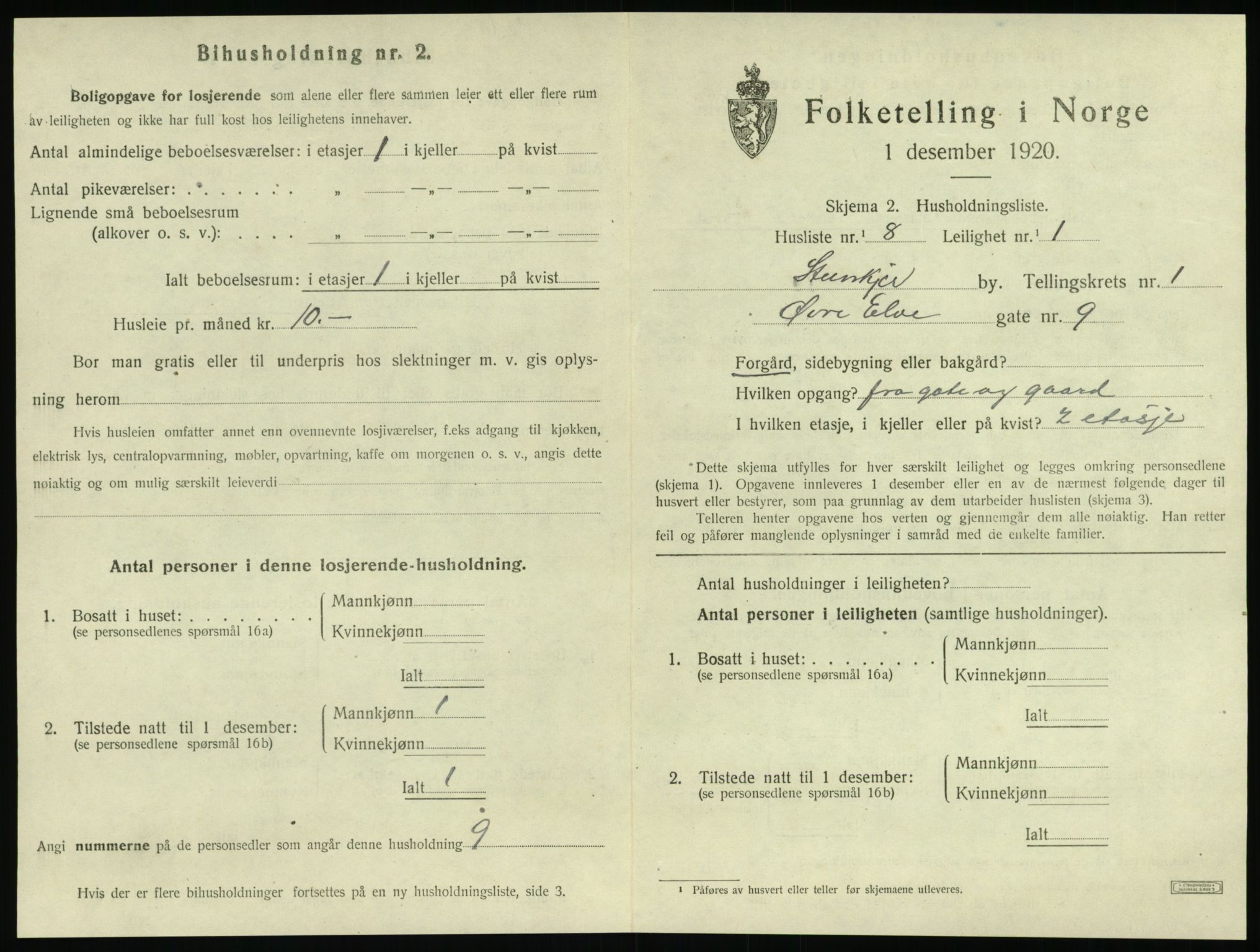 SAT, 1920 census for Steinkjer, 1920, p. 710