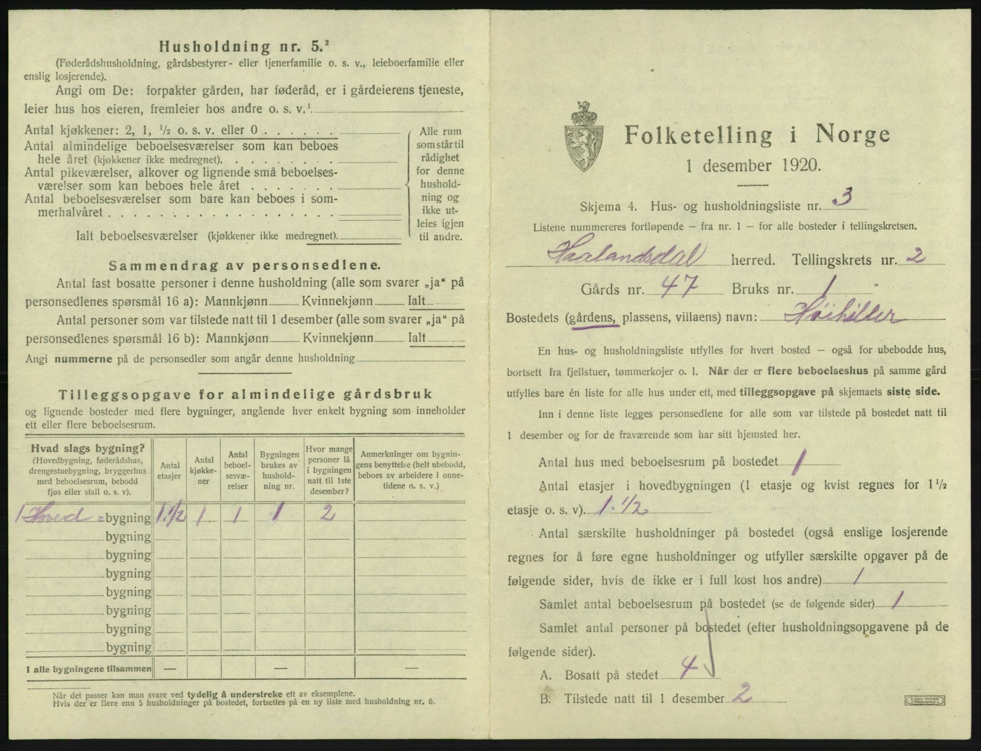 SAB, 1920 census for Hålandsdal, 1920, p. 64