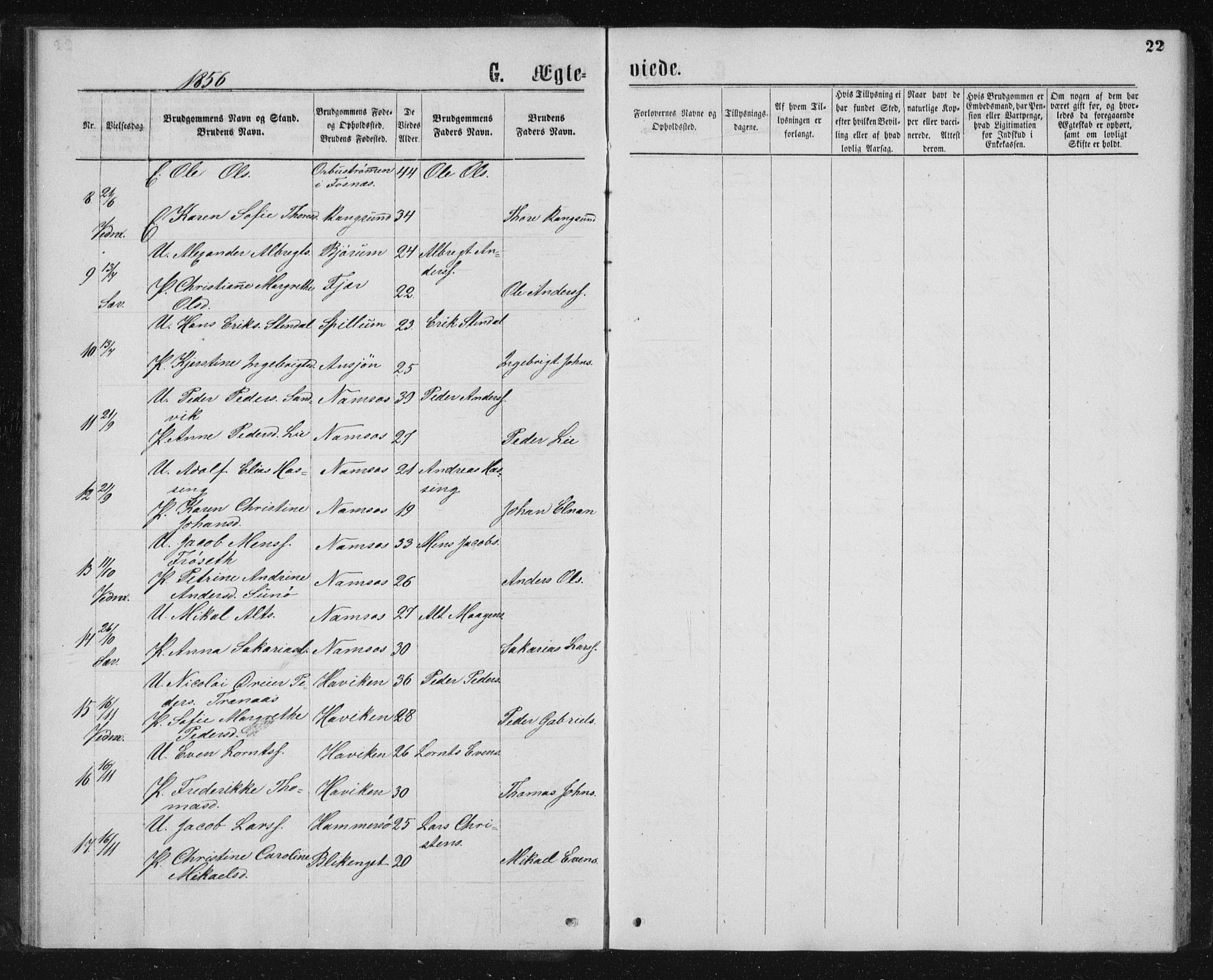 Ministerialprotokoller, klokkerbøker og fødselsregistre - Nord-Trøndelag, SAT/A-1458/768/L0568: Parish register (official) no. 768A03, 1836-1865, p. 22