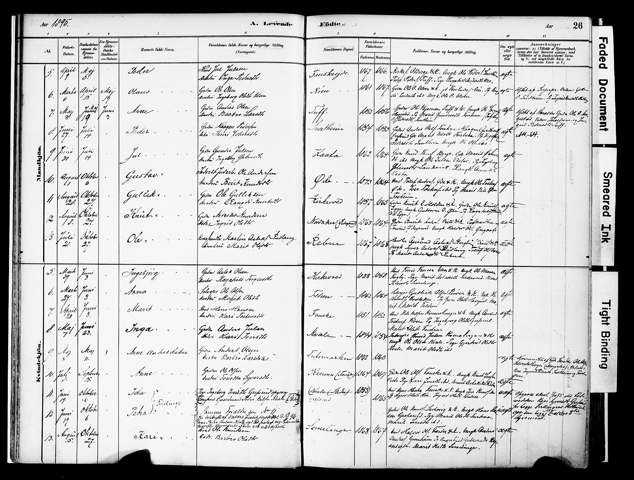 Vestre Slidre prestekontor, AV/SAH-PREST-136/H/Ha/Haa/L0006: Parish register (official) no. 6, 1881-1912, p. 26