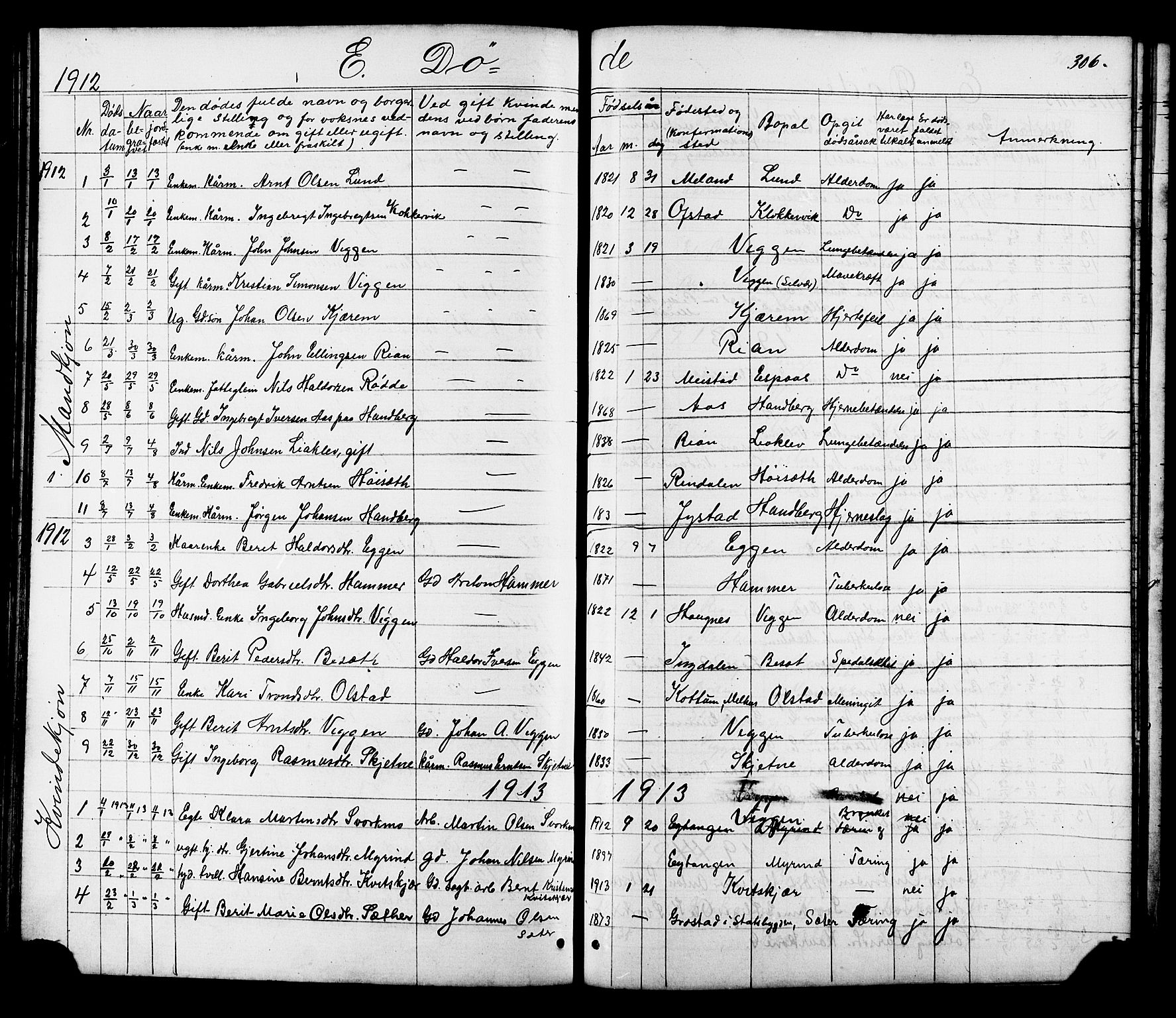 Ministerialprotokoller, klokkerbøker og fødselsregistre - Sør-Trøndelag, SAT/A-1456/665/L0777: Parish register (copy) no. 665C02, 1867-1915, p. 306