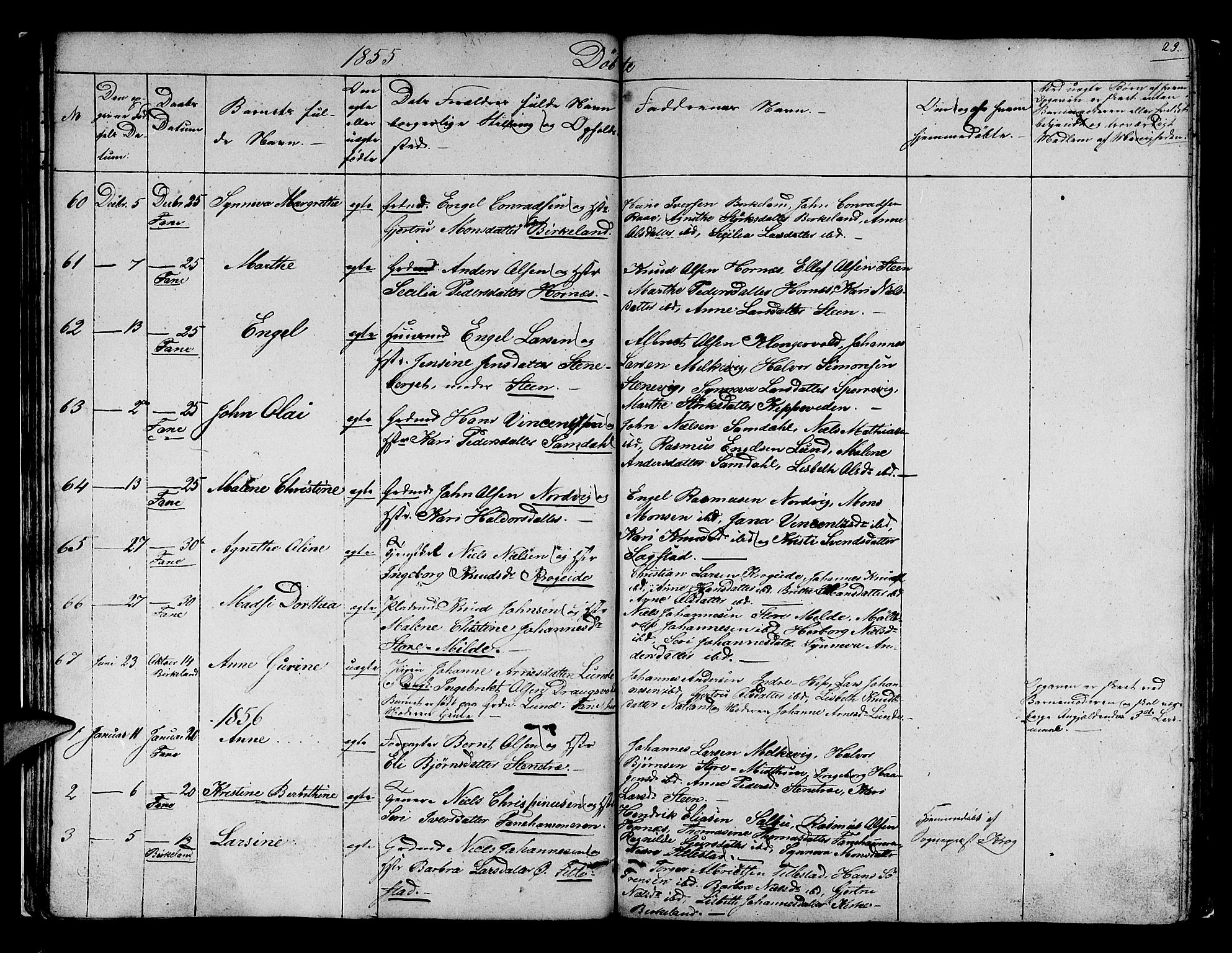 Fana Sokneprestembete, SAB/A-75101/H/Hab/Habb/L0002: Parish register (copy) no. B 2, 1851-1860, p. 29