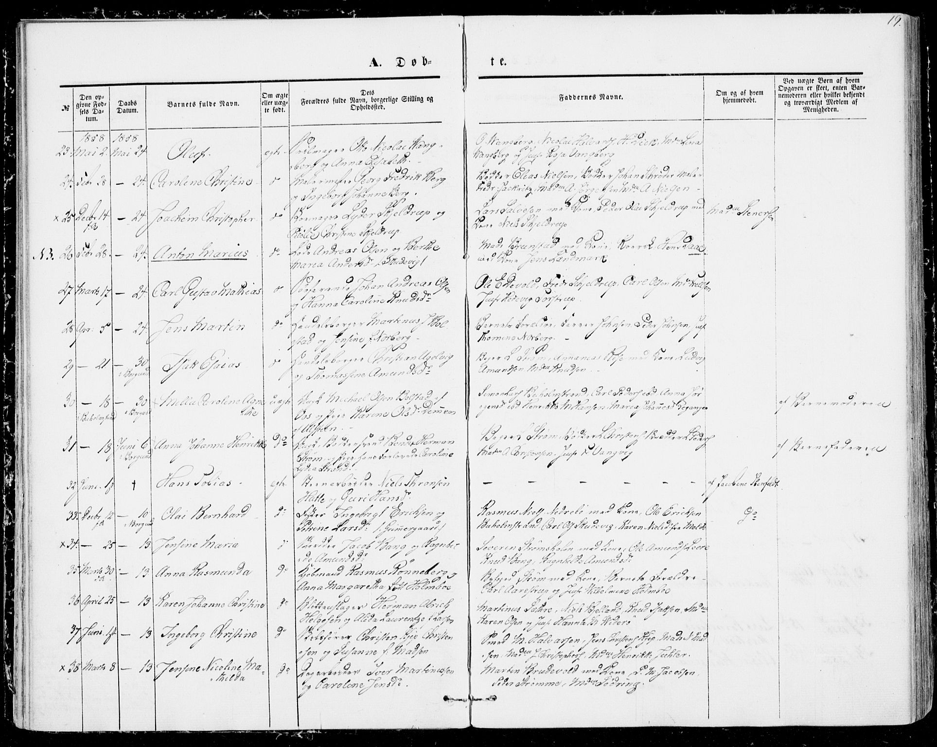 Ministerialprotokoller, klokkerbøker og fødselsregistre - Møre og Romsdal, AV/SAT-A-1454/529/L0451: Parish register (official) no. 529A01, 1855-1863, p. 19