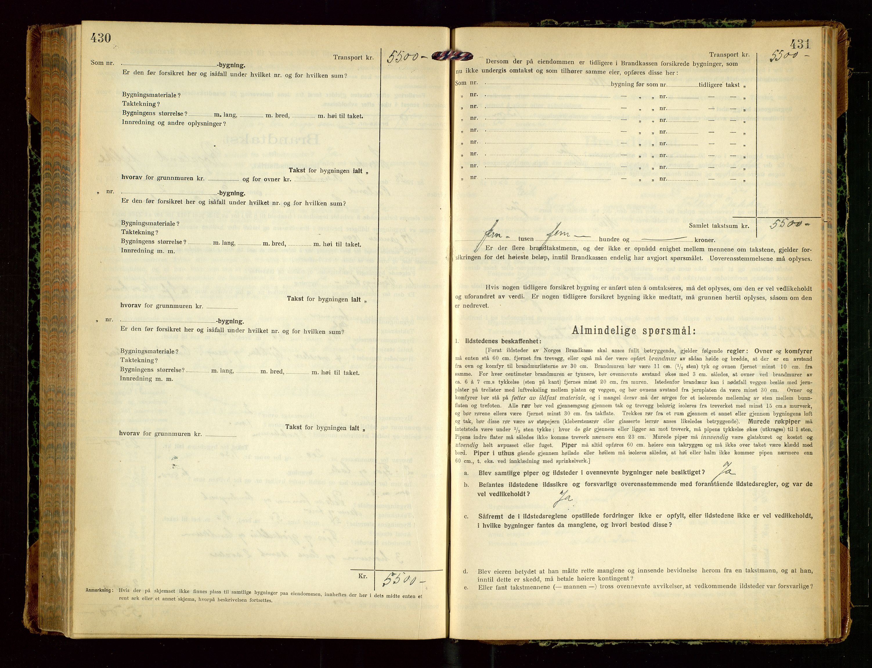 Lund lensmannskontor, AV/SAST-A-100303/Gob/L0004: "Brandtakstprotokol", 1921-1929, p. 430-431