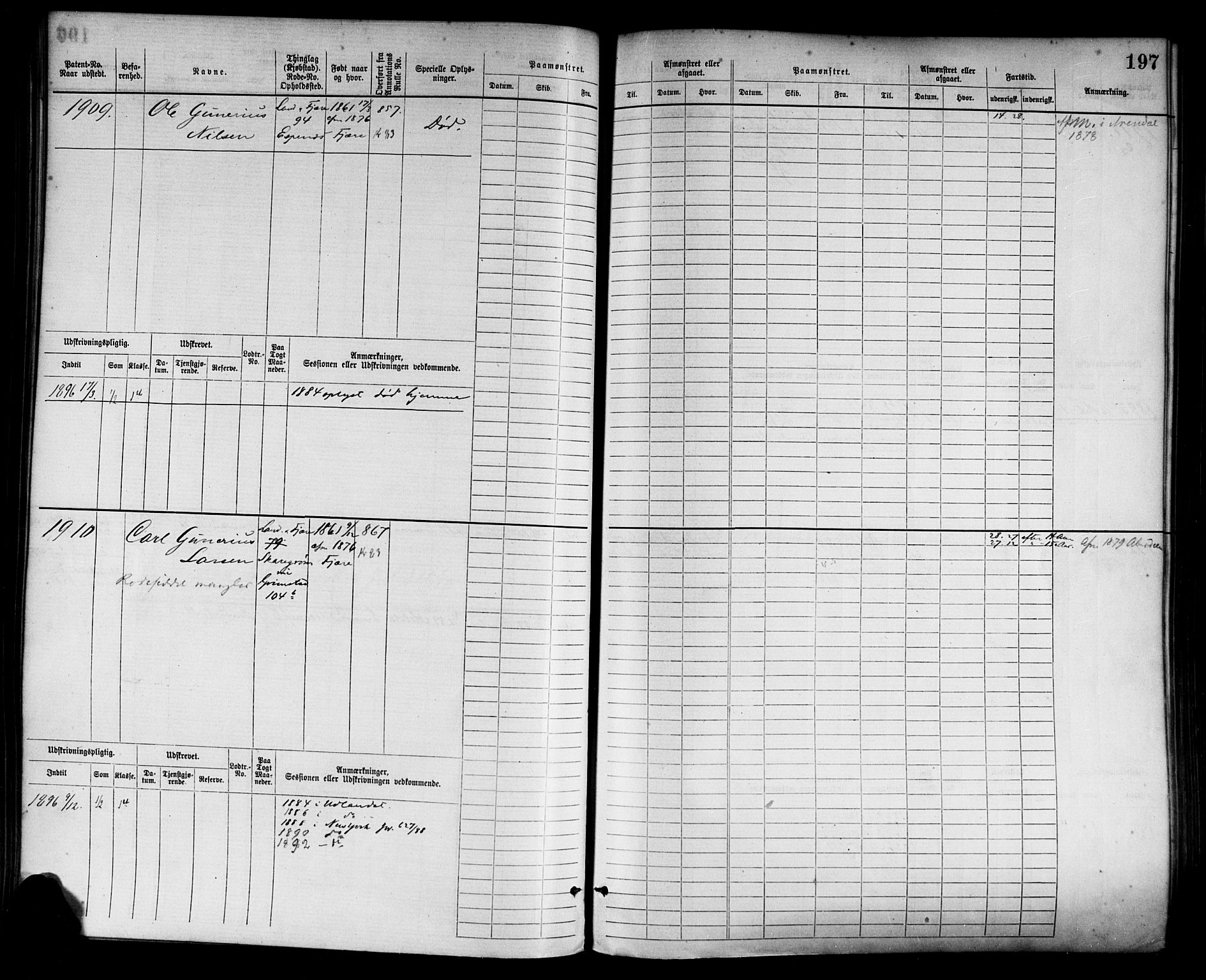 Grimstad mønstringskrets, AV/SAK-2031-0013/F/Fb/L0003: Hovedrulle nr 1517-2276, F-6, 1877-1888, p. 205