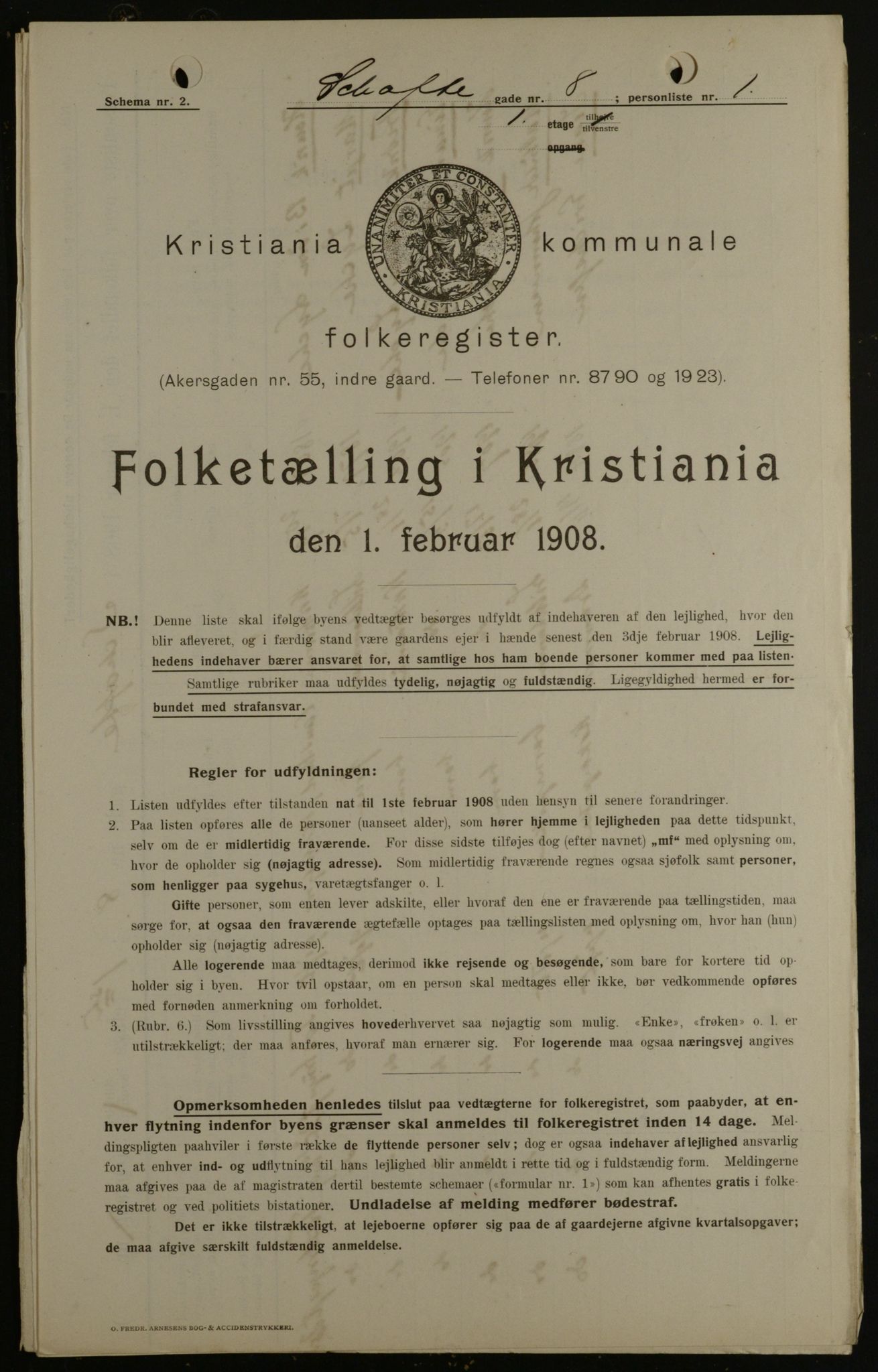 OBA, Municipal Census 1908 for Kristiania, 1908, p. 80564