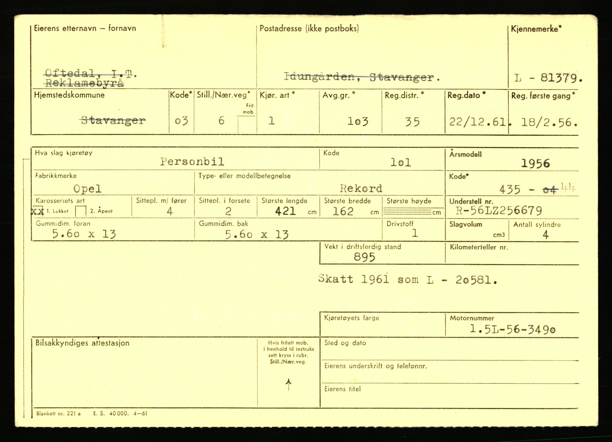 Stavanger trafikkstasjon, AV/SAST-A-101942/0/F/L0071: L-80500 - L-82199, 1930-1971, p. 1547