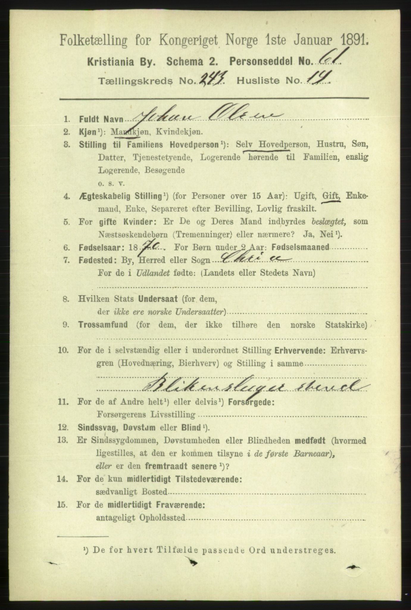 RA, 1891 census for 0301 Kristiania, 1891, p. 148245