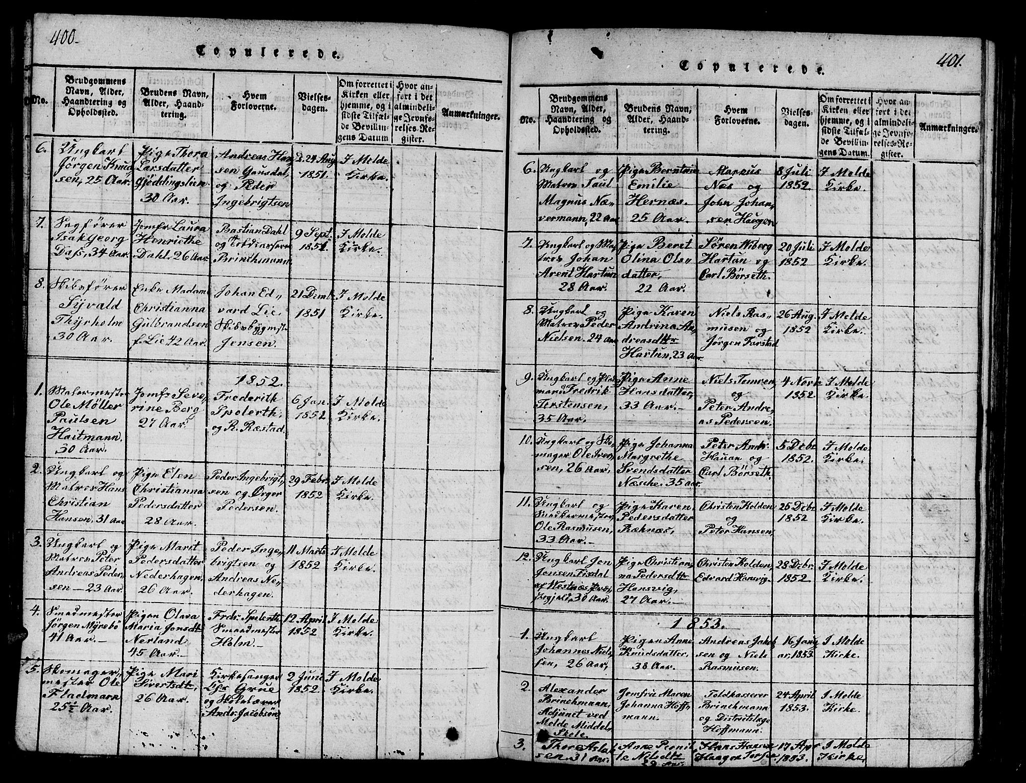 Ministerialprotokoller, klokkerbøker og fødselsregistre - Møre og Romsdal, AV/SAT-A-1454/558/L0700: Parish register (copy) no. 558C01, 1818-1868, p. 400-401