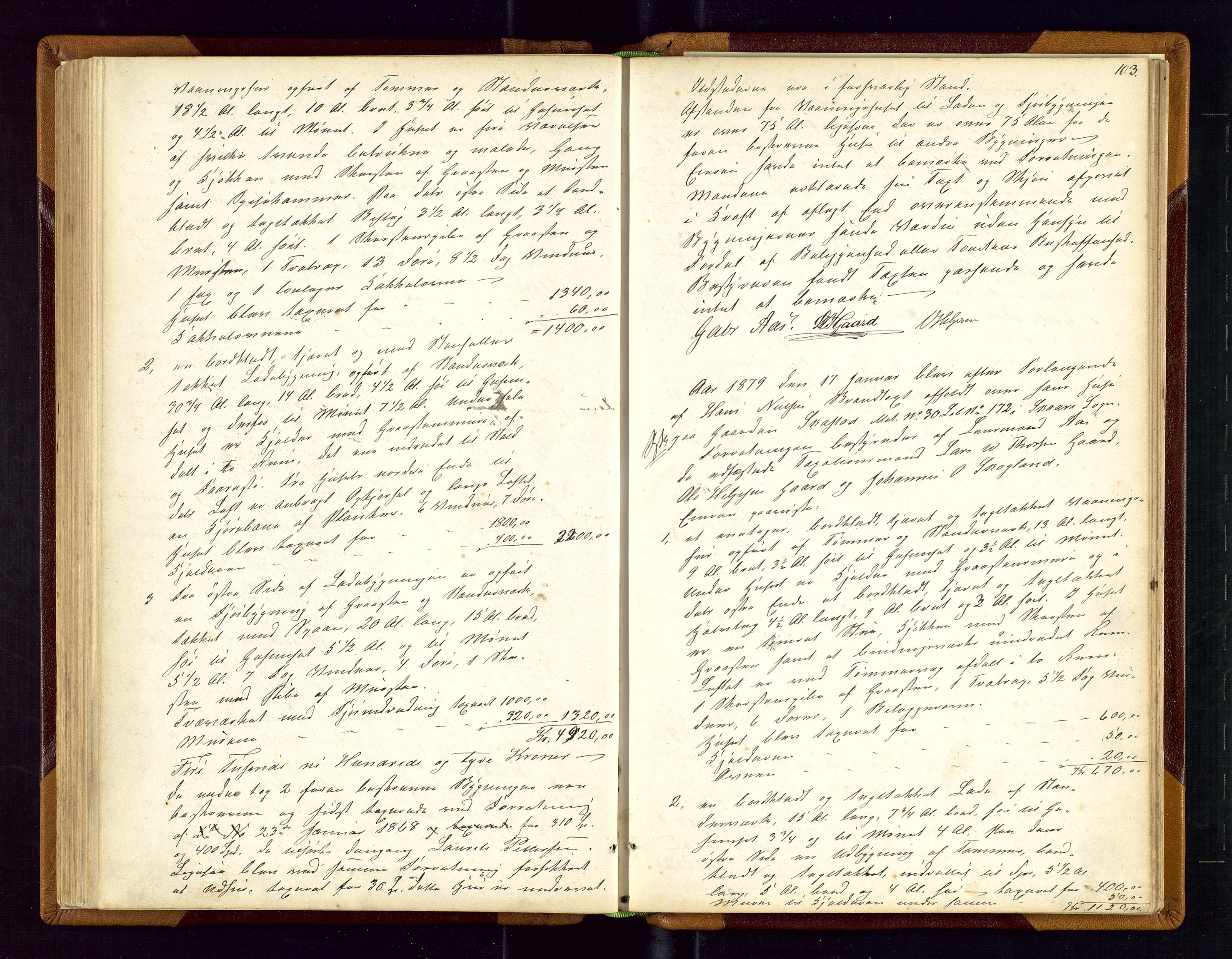 Torvestad lensmannskontor, AV/SAST-A-100307/1/Goa/L0001: "Brandtaxationsprotokol for Torvestad Thinglag", 1867-1883, p. 102b-103a